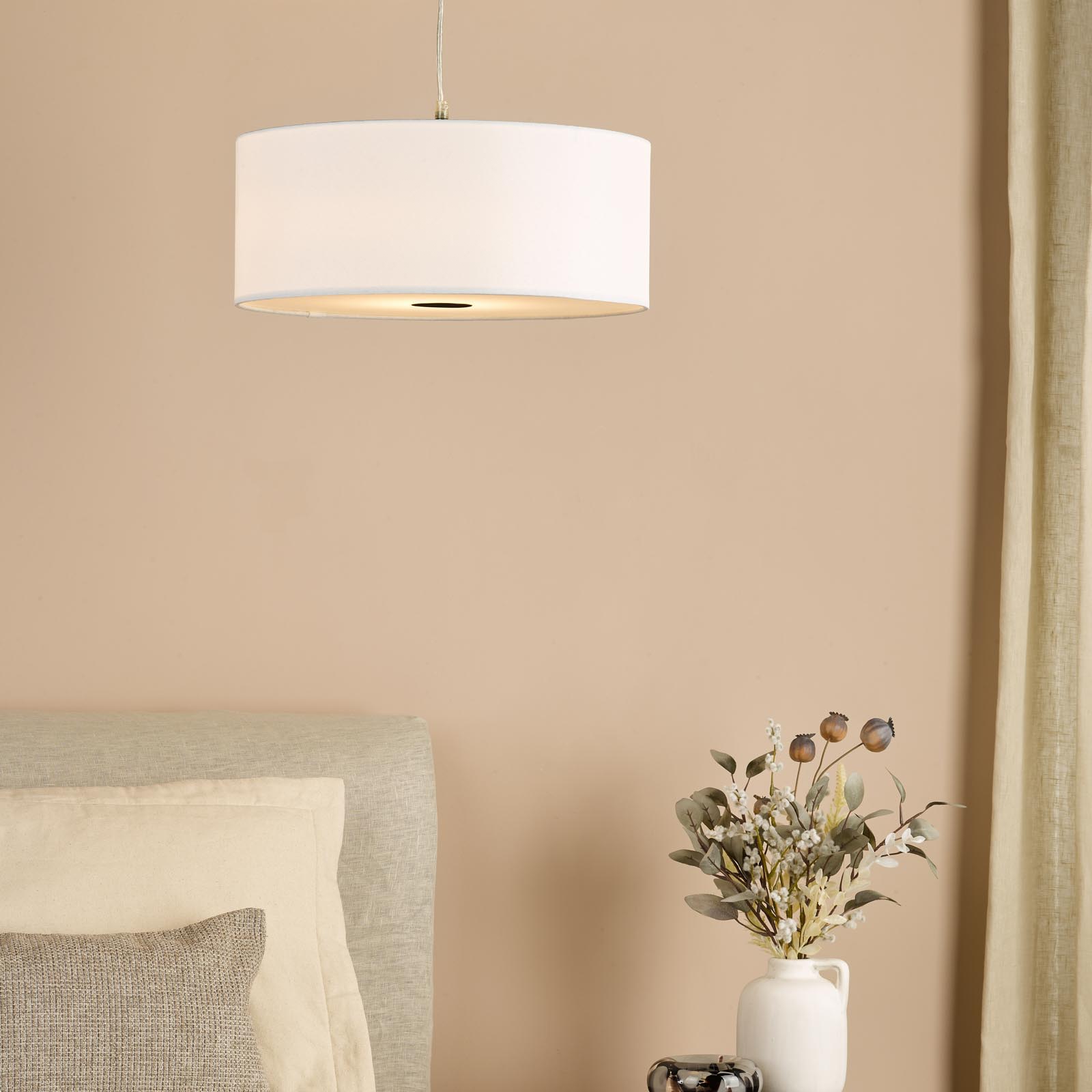 Isla Easy Fit Pendant Ivory and Black Shade 40cm