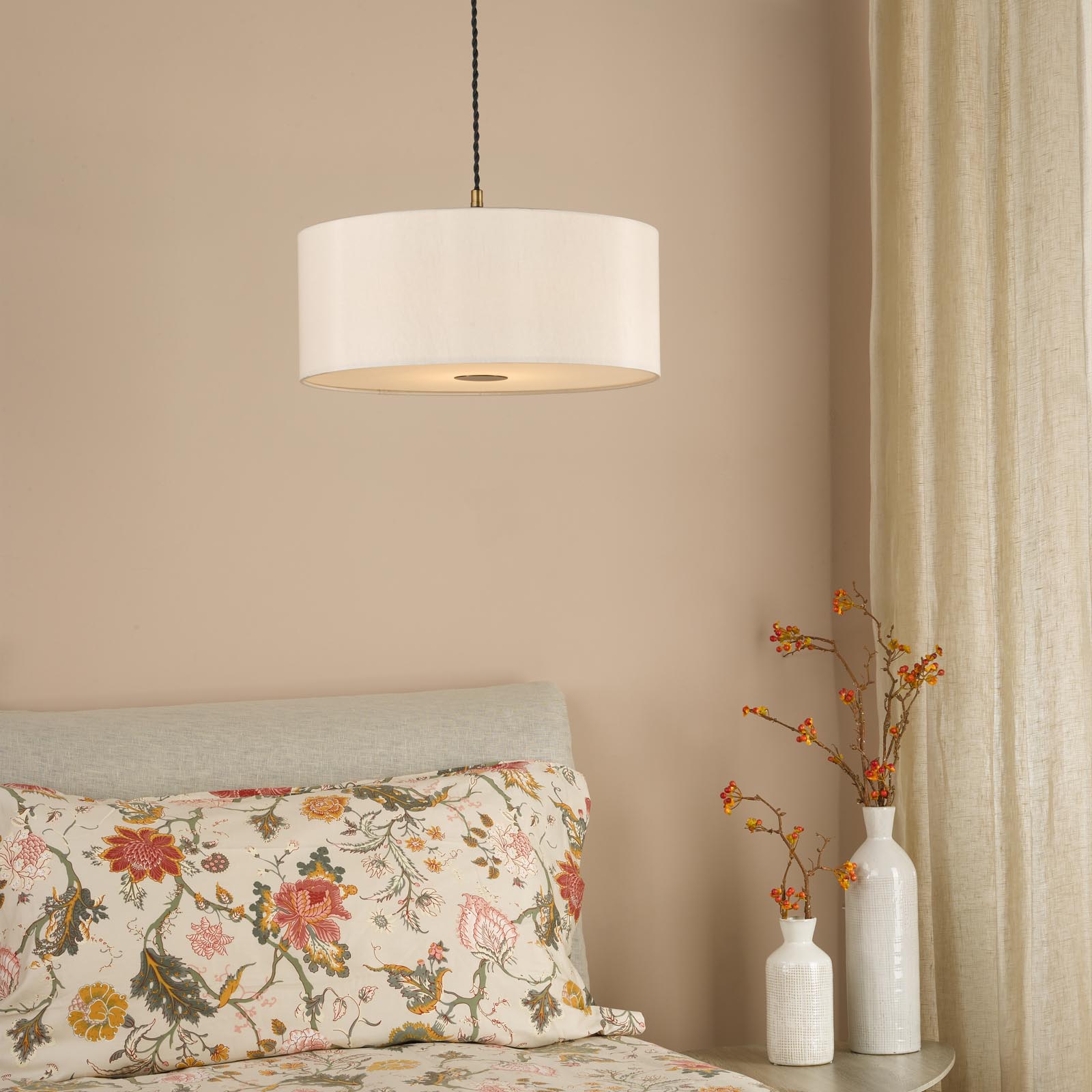 Isla Easy Fit Pendant Ecru and Bronze Shade 40cm