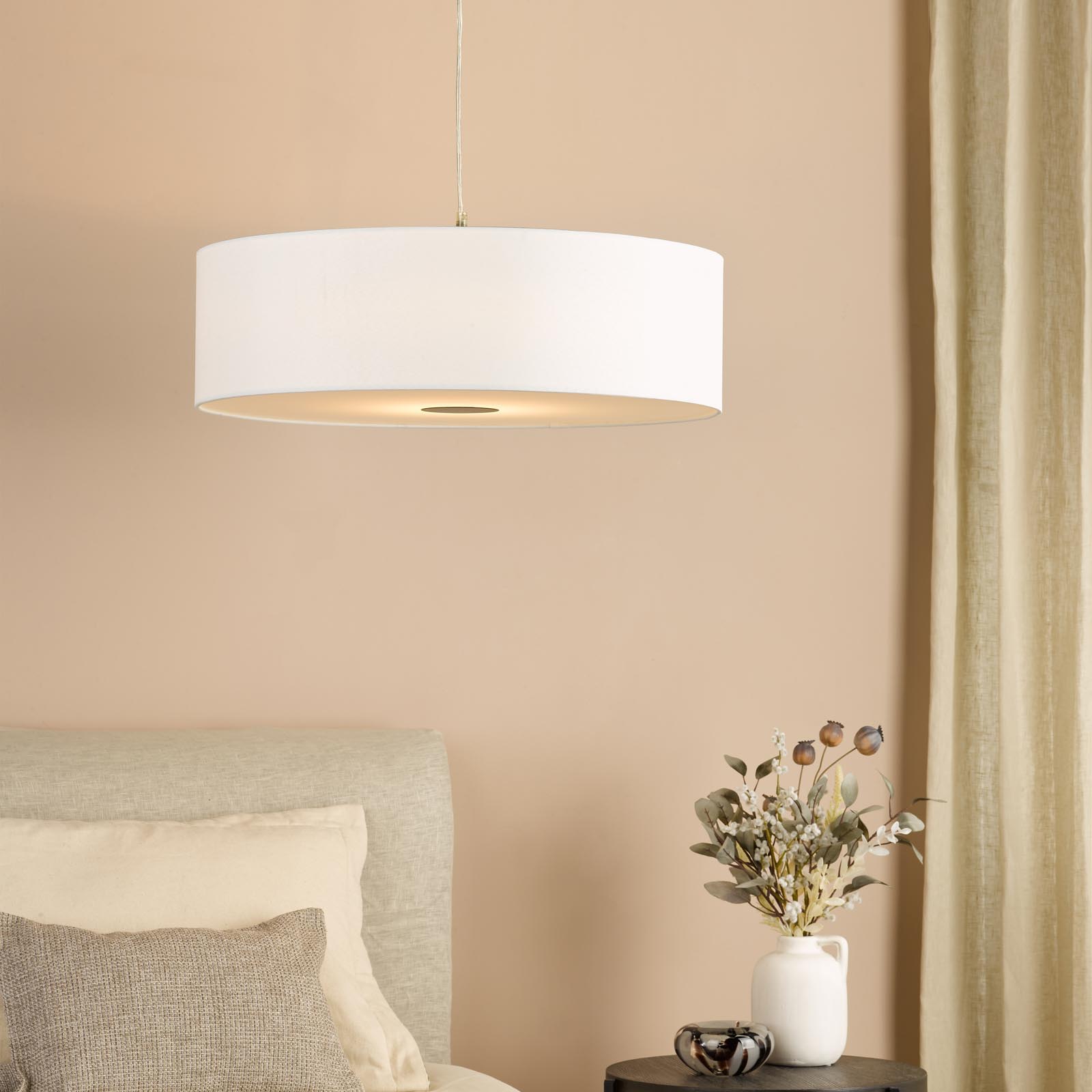 Isla Easy Fit Pendant Ivory and Black Shade 60cm