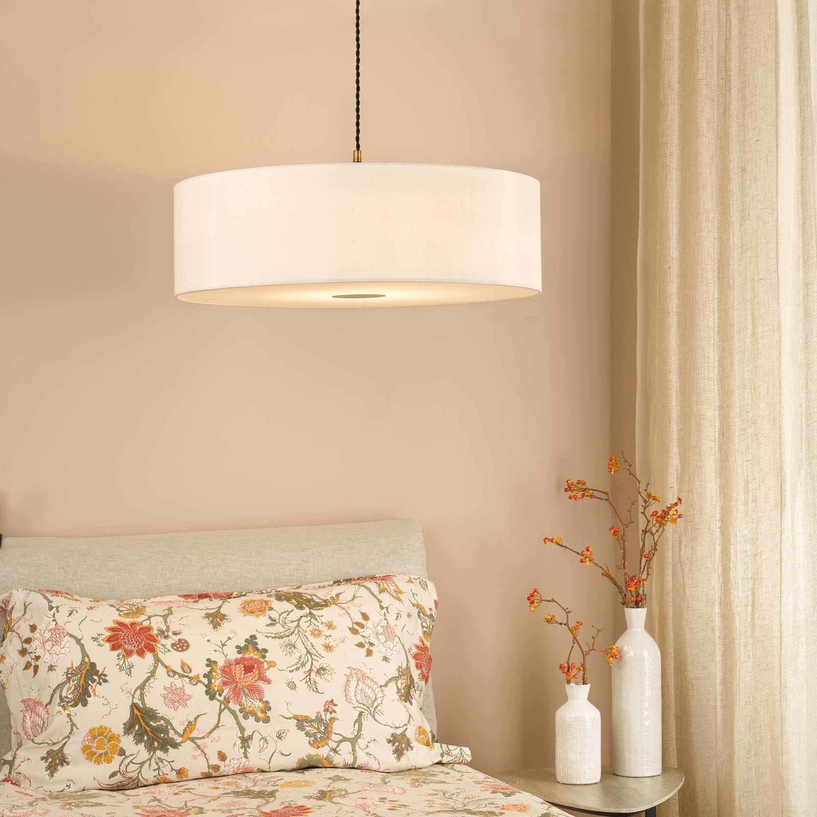 Isla Easy Fit Pendant Ecru and Bronze Shade 60cm