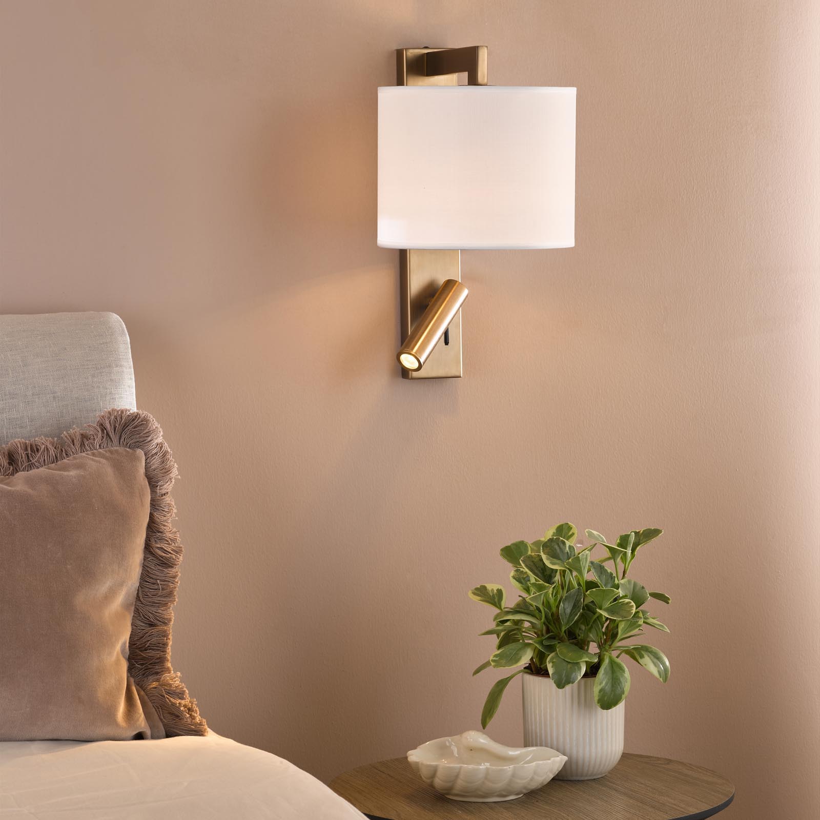 Itala Wall Light Antique Bronze With Shade LED