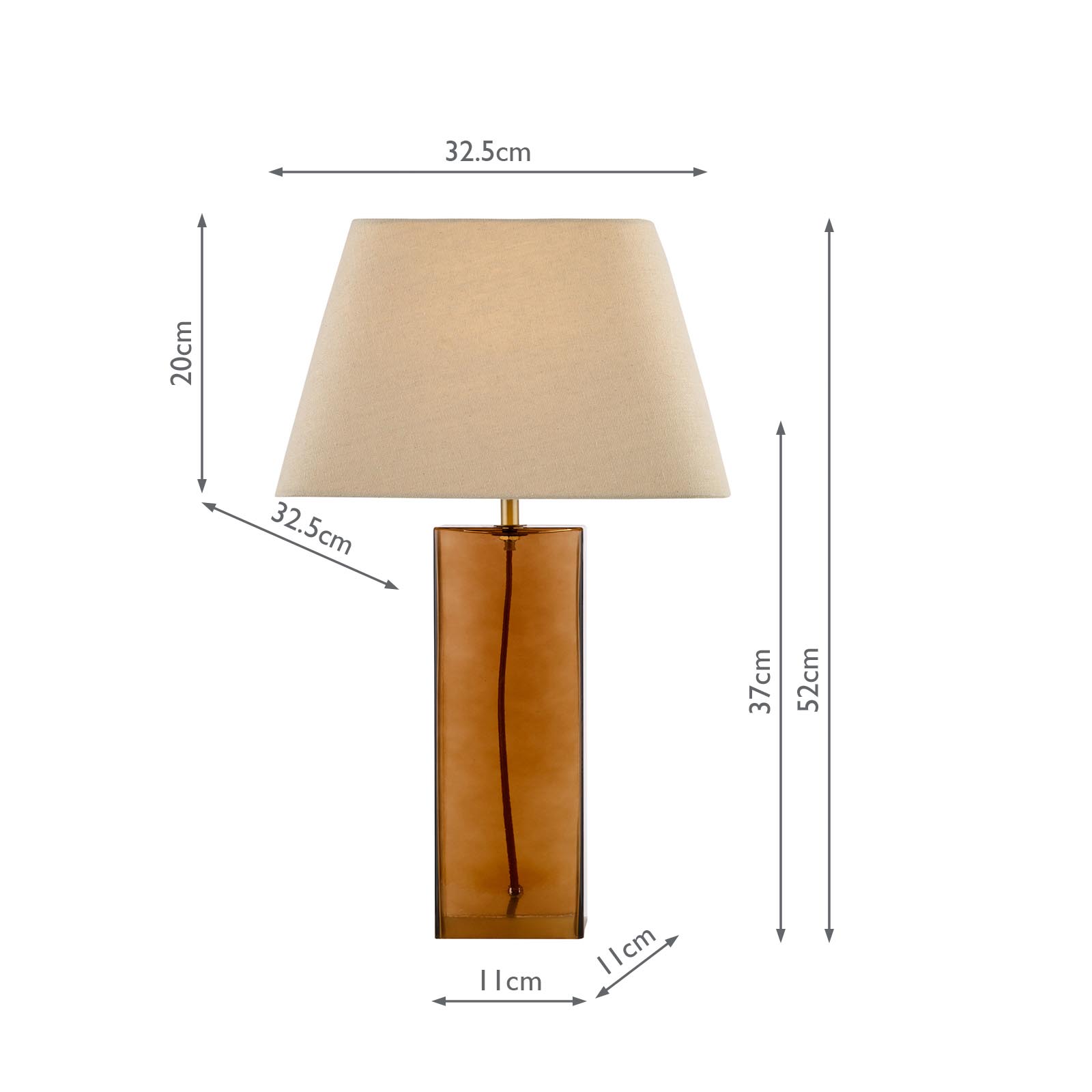 Izar Table Lamp Brown Glass and Antique Brass With Shade