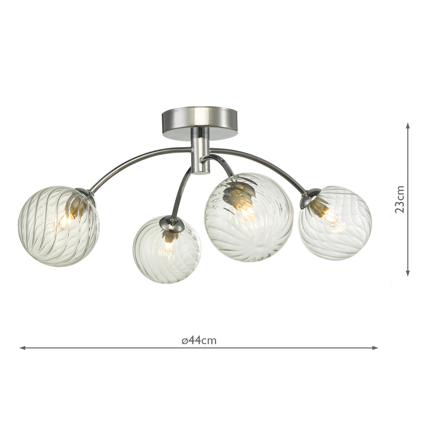 Izzy 4 Light Semi Flush Polished Chrome With Twisted Glass