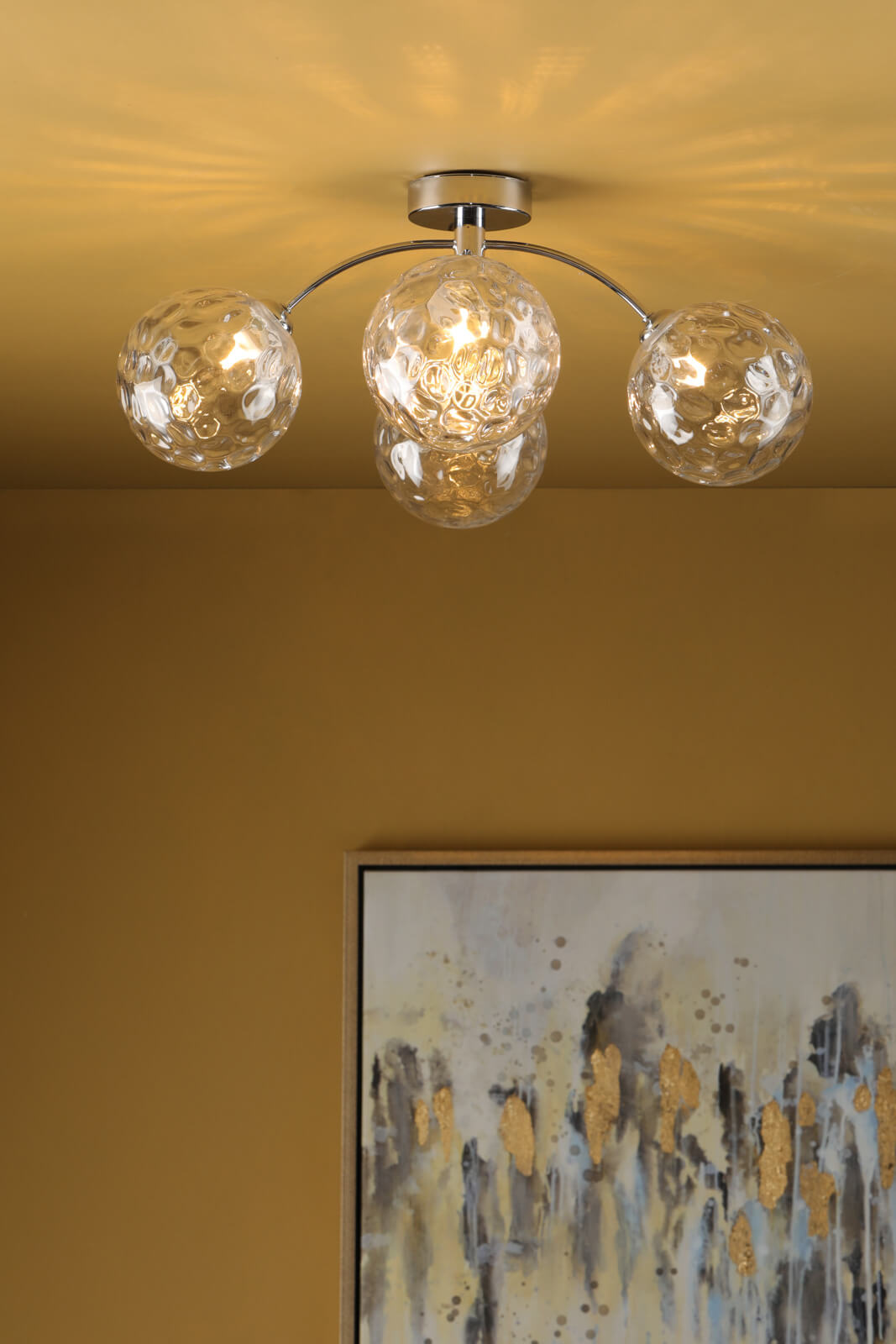 Izzy 4 Light Semi Flush Polished Chrome With Clear Dimpled Glass