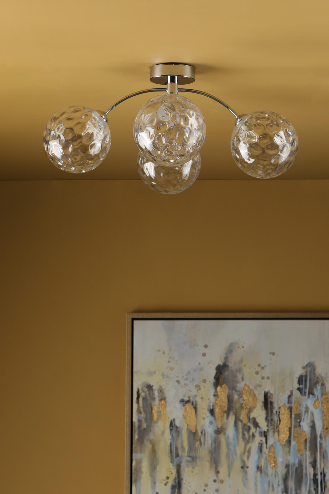 Izzy 4 Light Semi Flush Polished Chrome With Clear Dimpled Glass