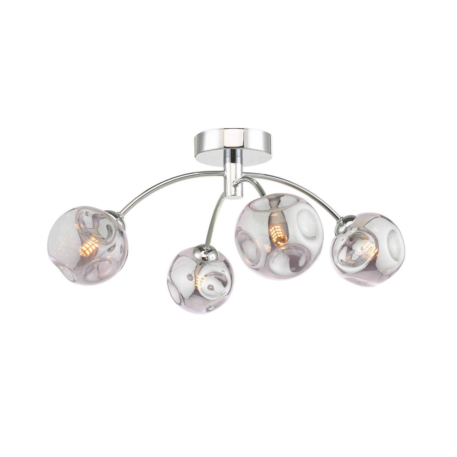 Izzy 4 Light Semi Flush Polished Chrome With Closed Organic Smoked Glass