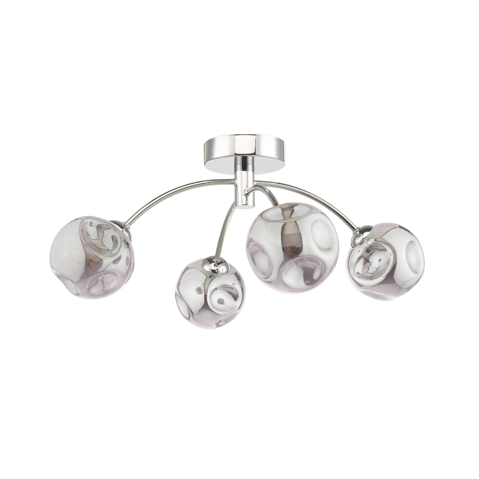 Izzy 4 Light Semi Flush Polished Chrome With Closed Organic Smoked Glass