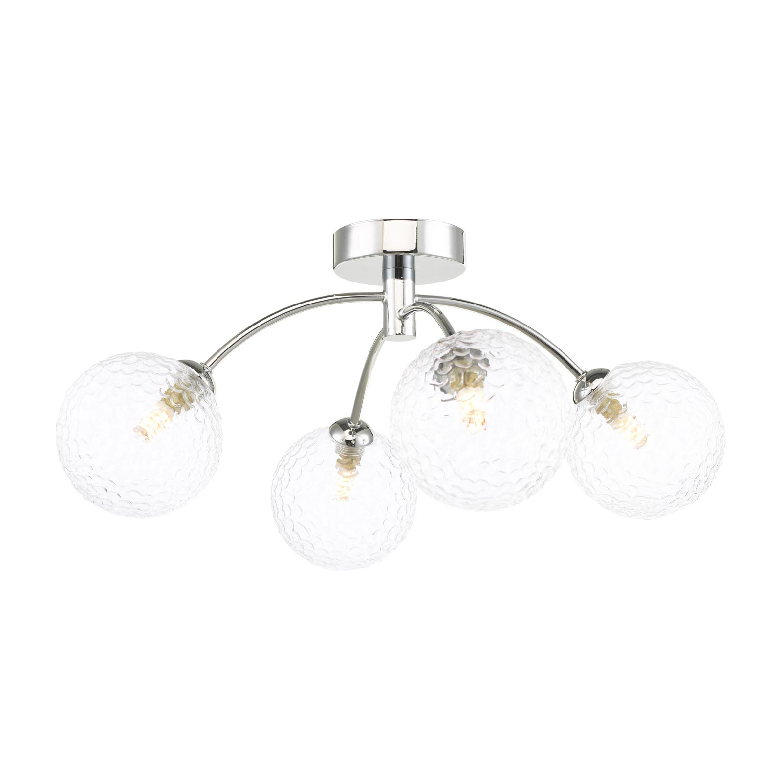 Izzy 4 Light Semi Flush Polished Chrome With Clear Hammered Glass