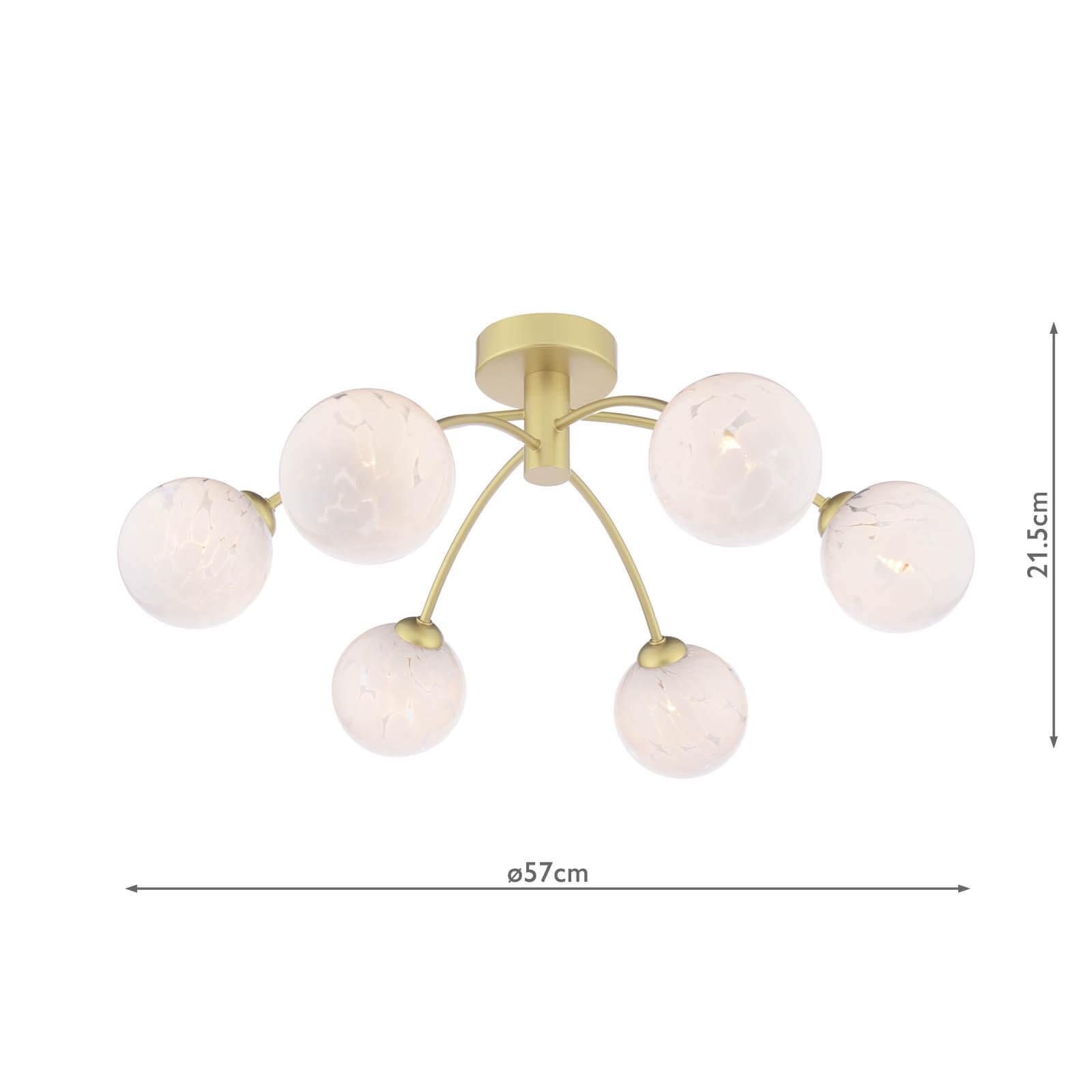 Izzy 6 Light Semi-Flush Matt Gold With White Confetti Glass