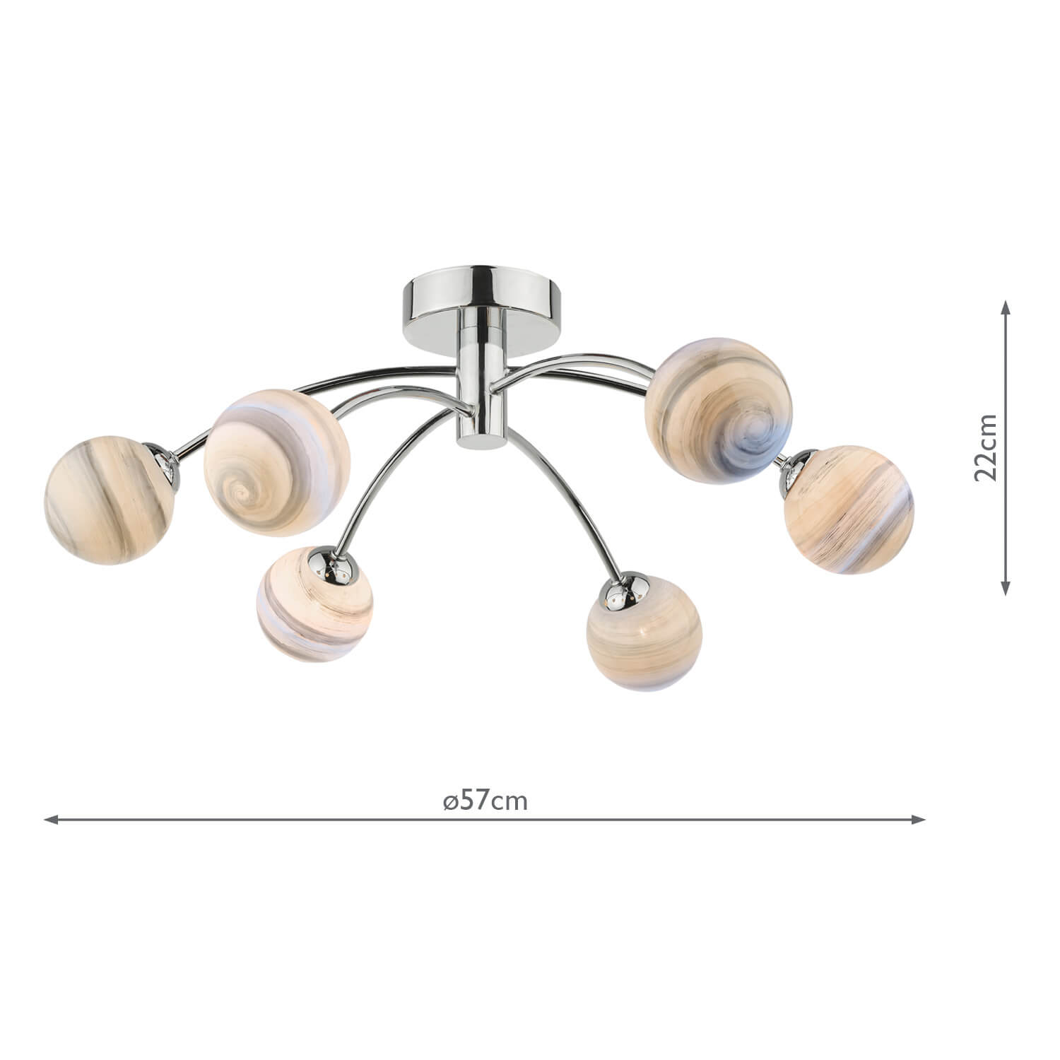 Izzy 6lt Semi Flush Polished Chrome With Planet Style Glass