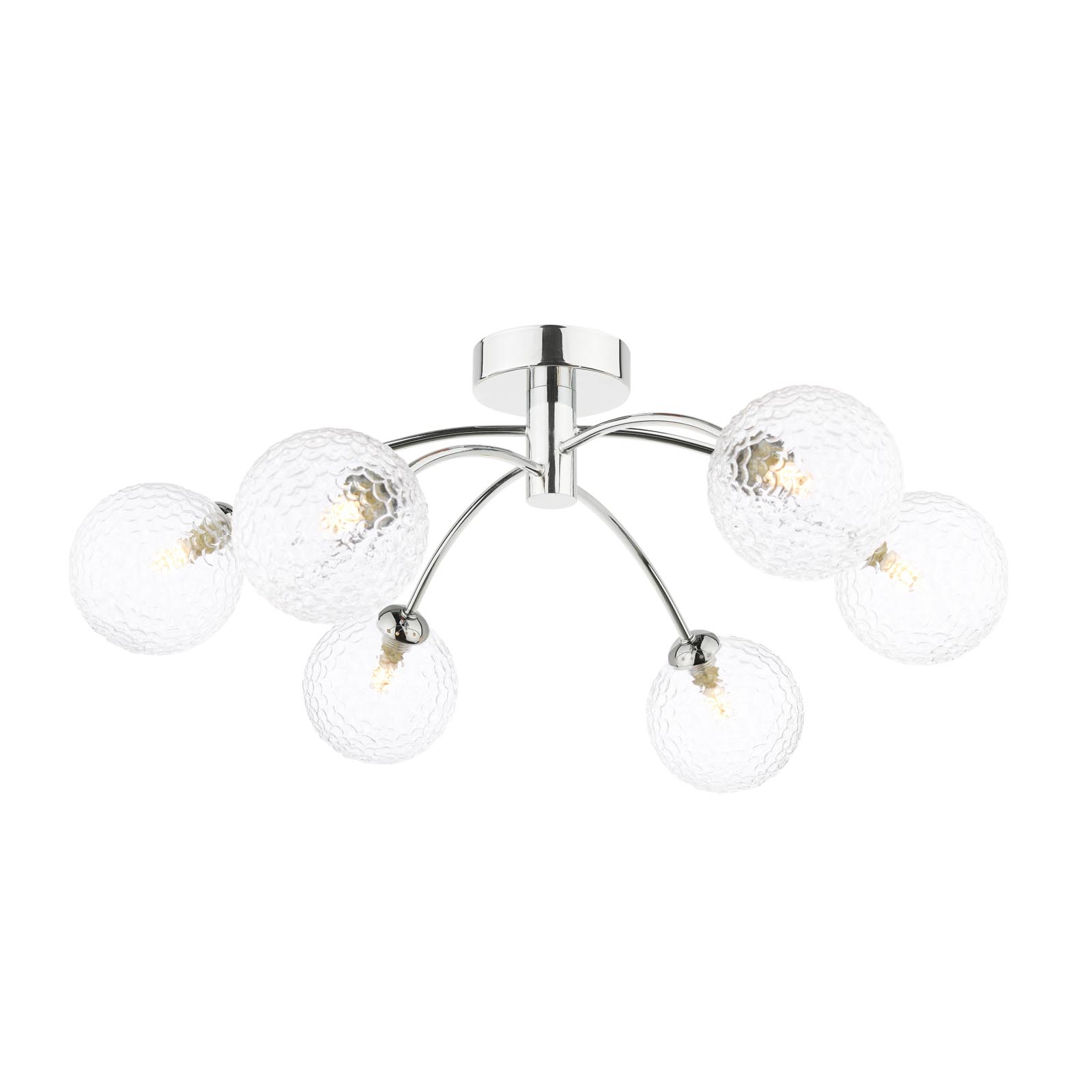Izzy 6 Light Semi Flush Polished Chrome With Clear Hammered Glass
