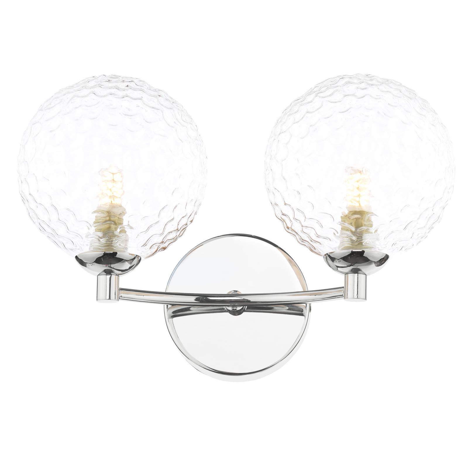 Izzy 2 Light Wall Light Polished Chrome With Clear Hammered Glass