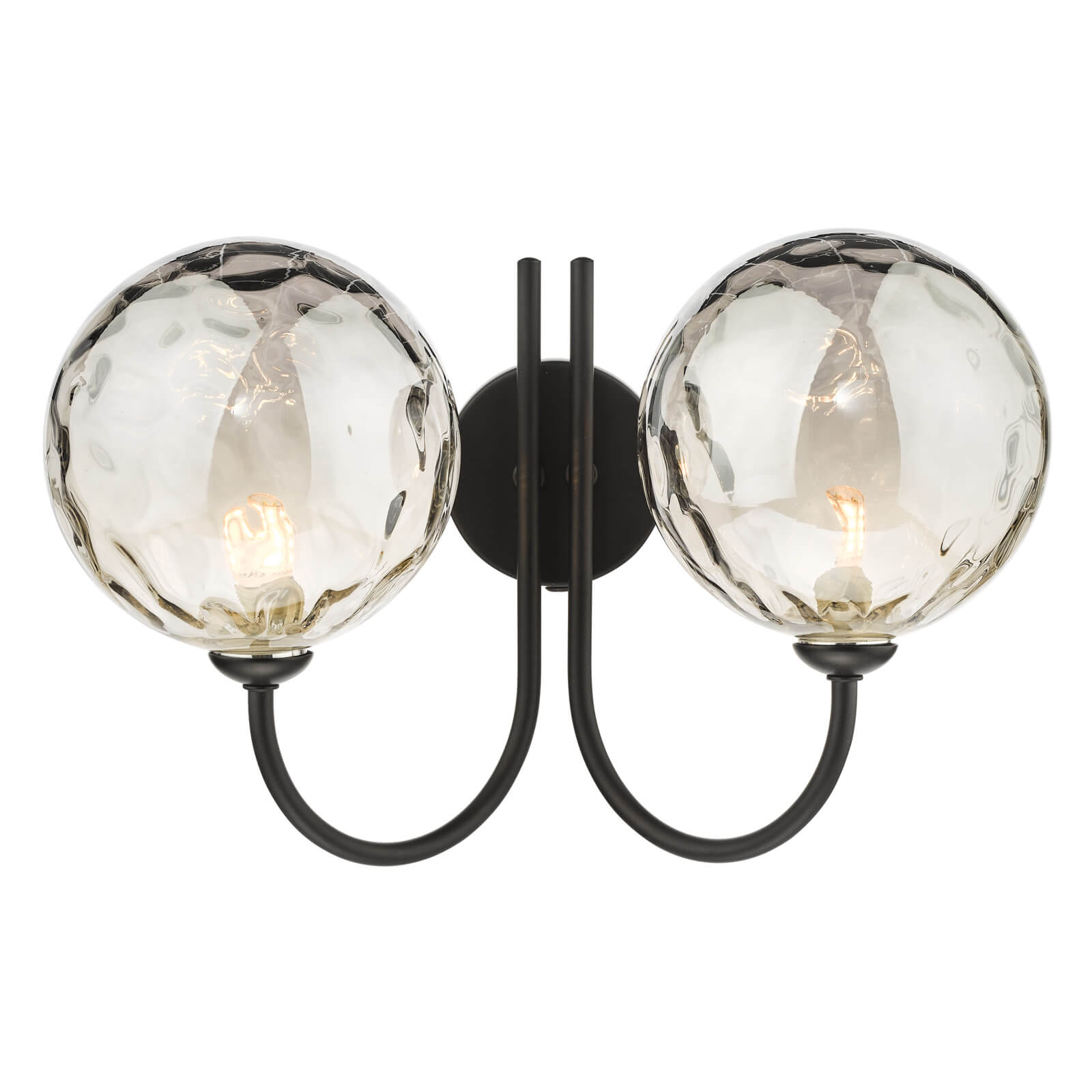 Jared 2 Light Wall Light Matt Black With Smoked Dimpled Glass