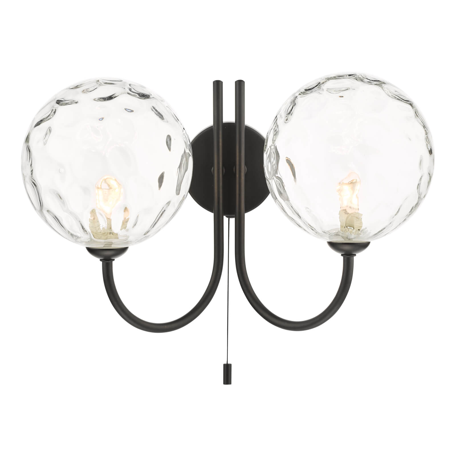 Jared 2 Light Wall Light Matt Black With Clear Dimpled Glass