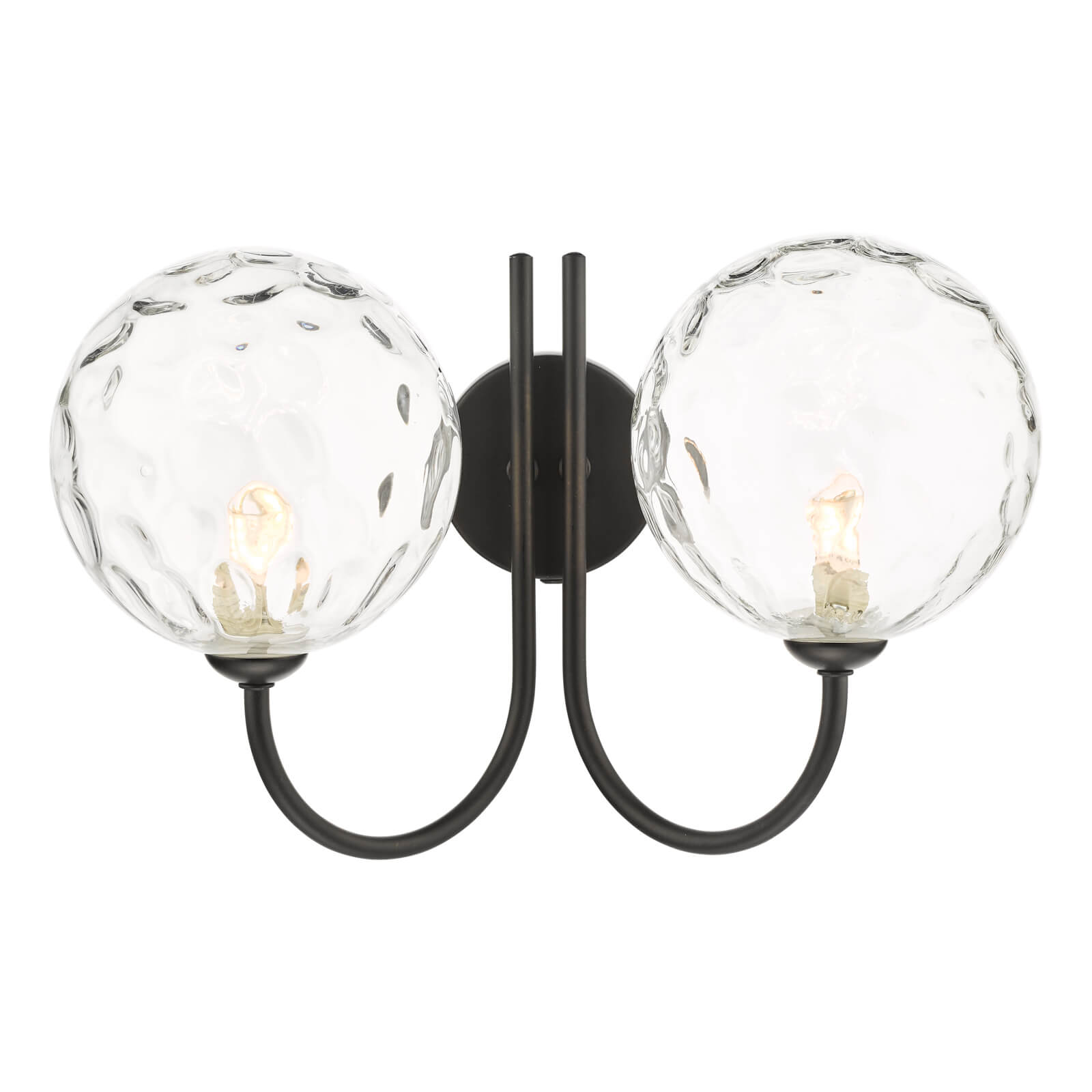 Jared 2 Light Wall Light Matt Black With Clear Dimpled Glass