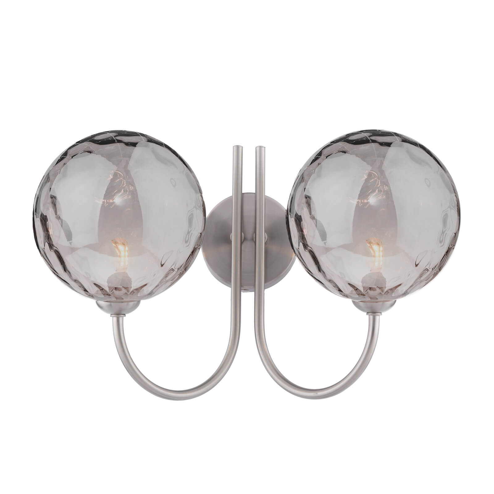 Jared 2 Light Wall Light Satin Nickel With Smoked Dimpled Glass