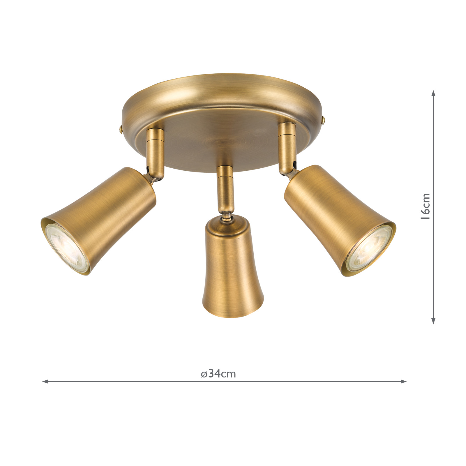 Jedrek 3 Light Single Spotlight Aged Brass