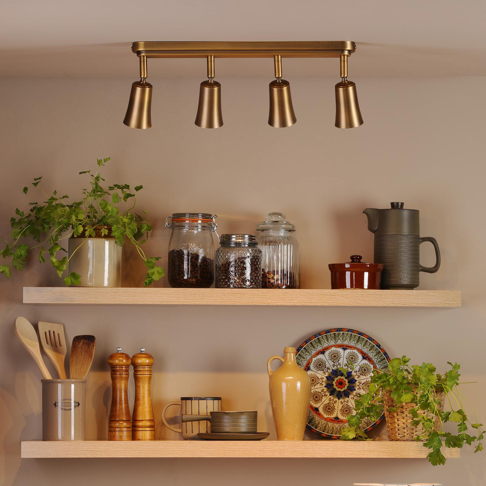 Jedrek 4 Light Bar Spotlight Aged Brass