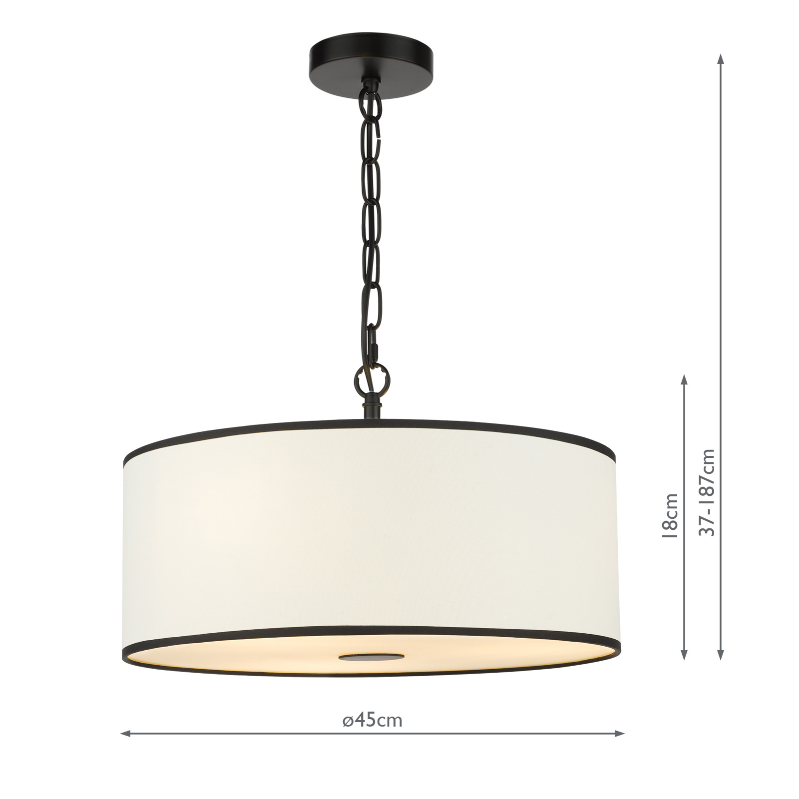 Jemima 3 Light Pendant White and Matt Black With Shade