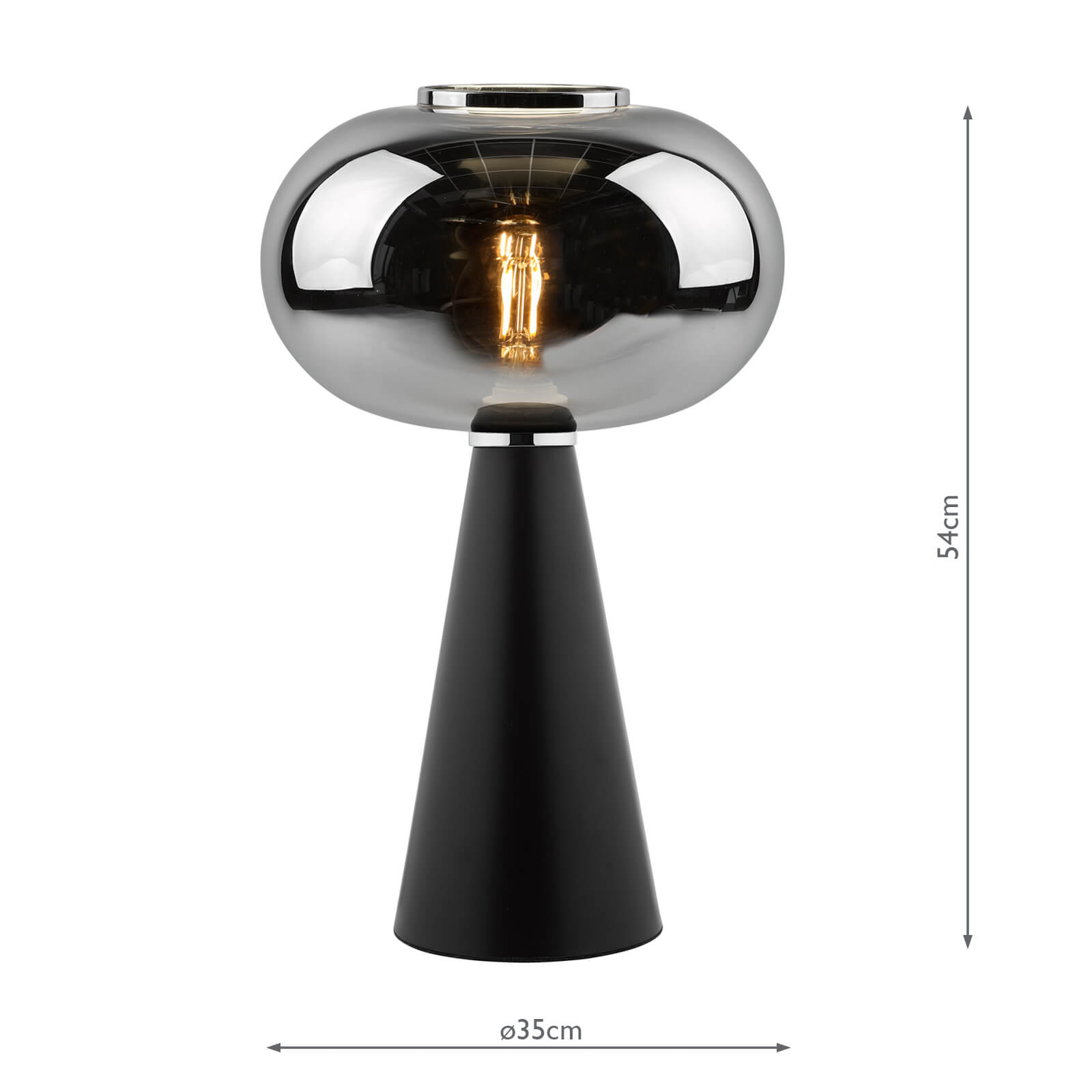 Jensen Table Lamp Smoked Glass Satin Black 