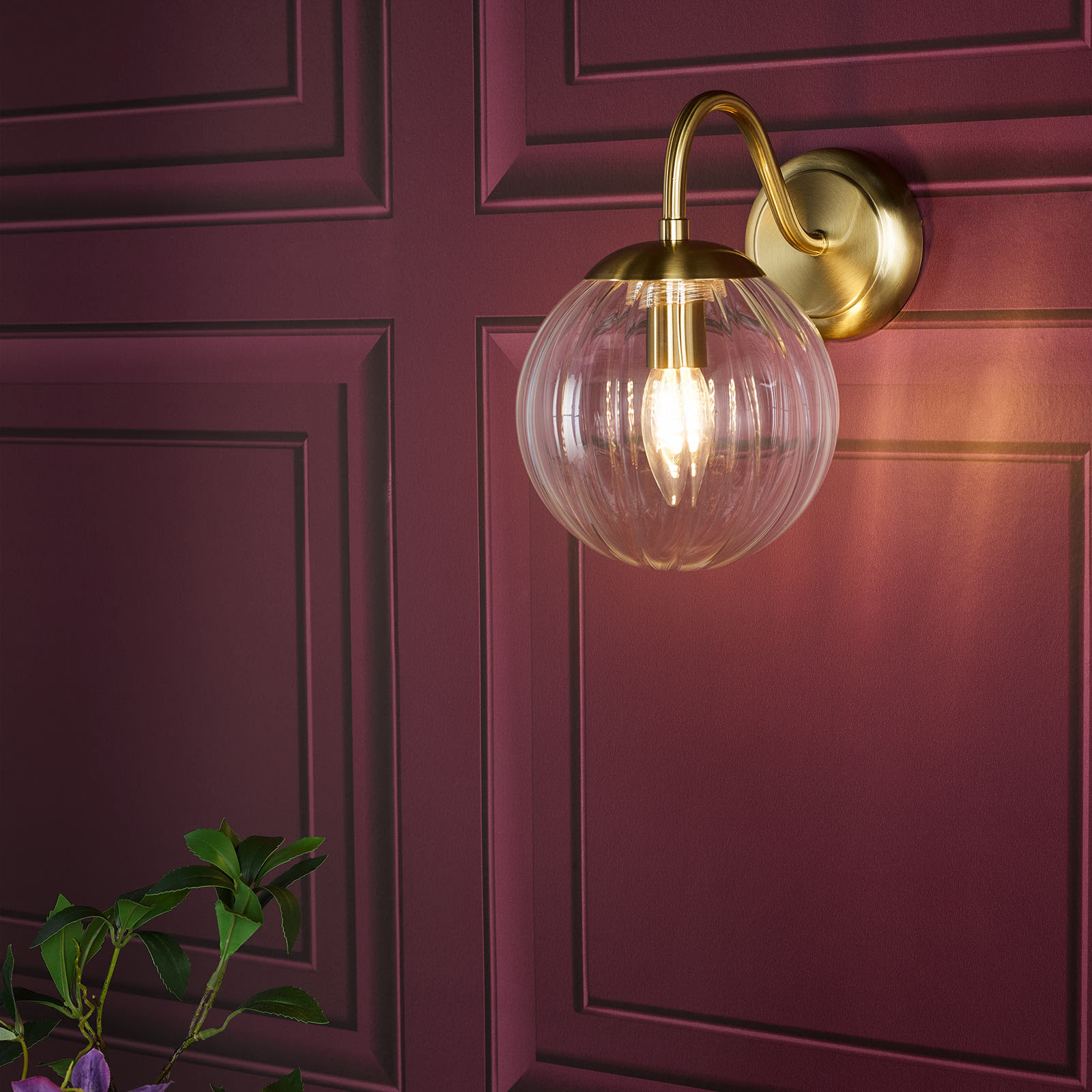 Jocelyn Wall Light Natural Brass and Glass