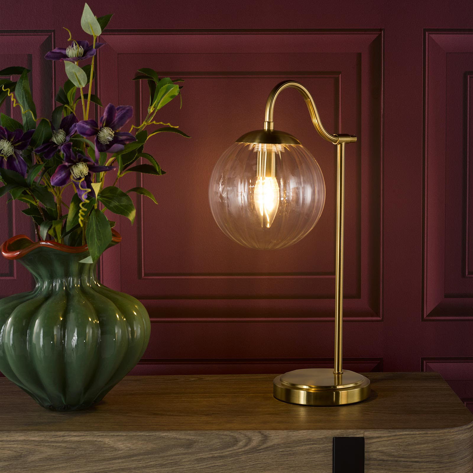 Jocelyn Table Lamp Natural Brass and Glass