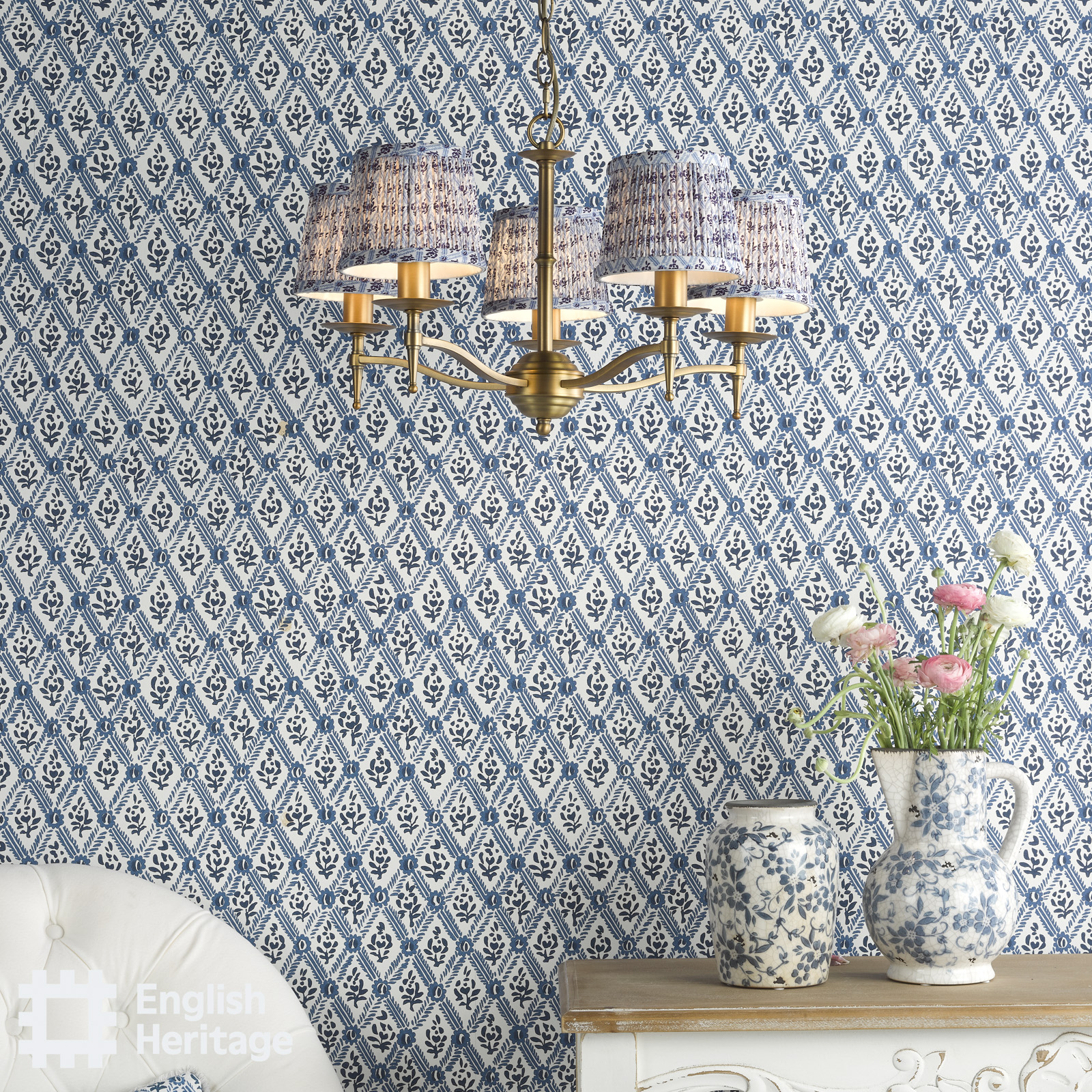 St John Street Blue Cotton Empire Shade 14cm