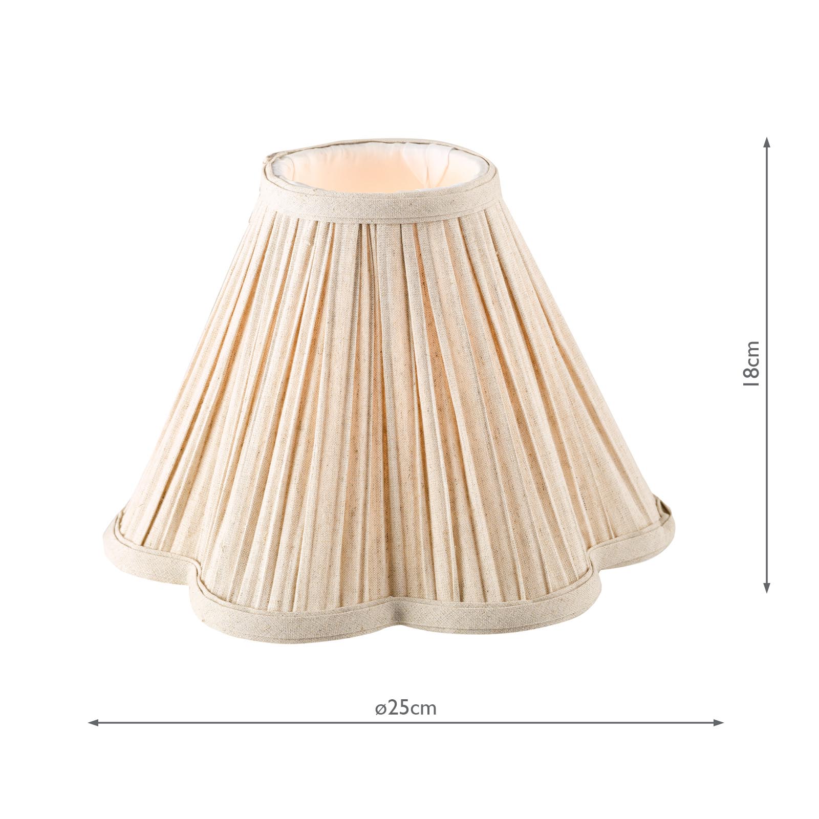 Joie Taupe Pleated Linen Scalloped Shade 25cm