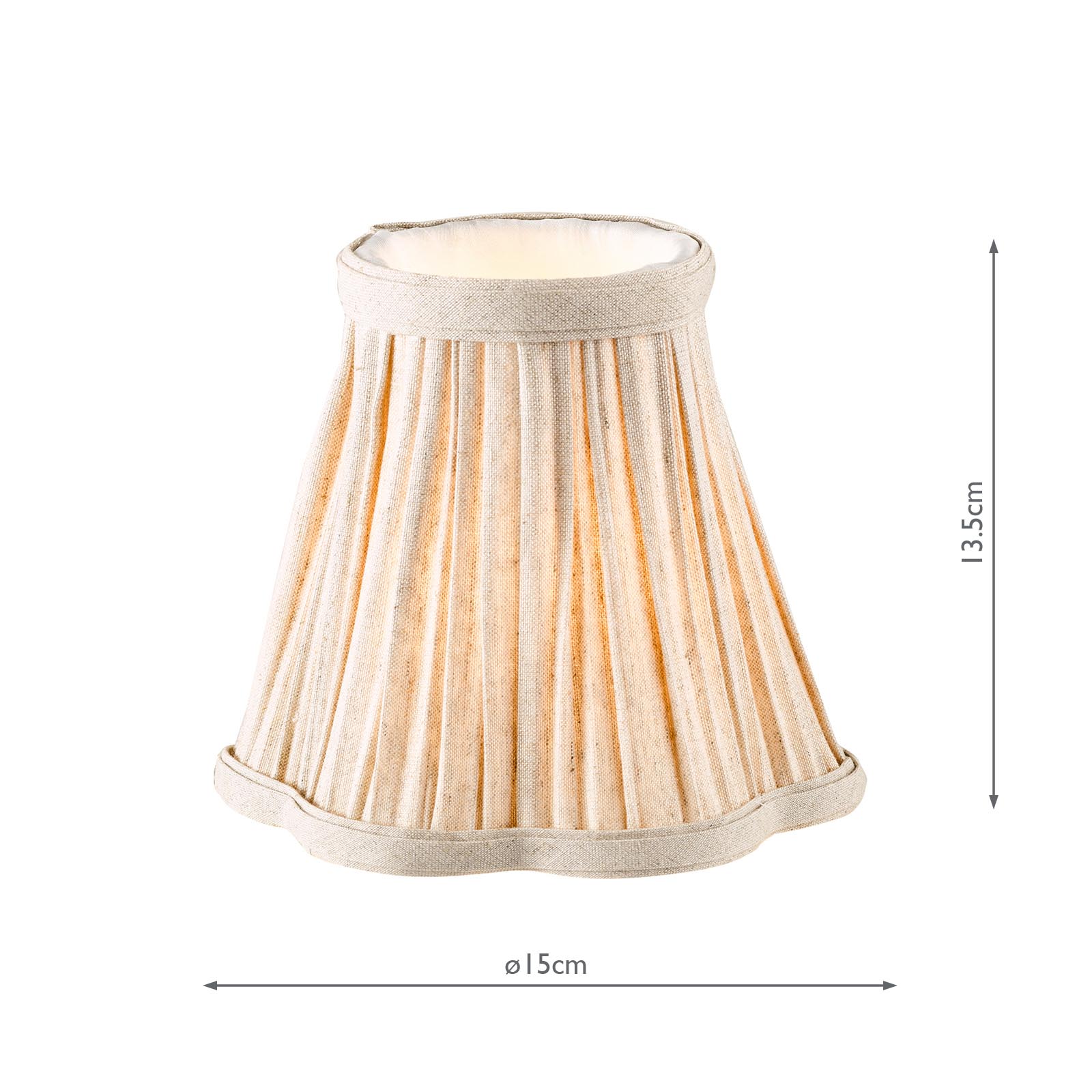 Joie Taupe Pleated Linen Scalloped Shade 15cm