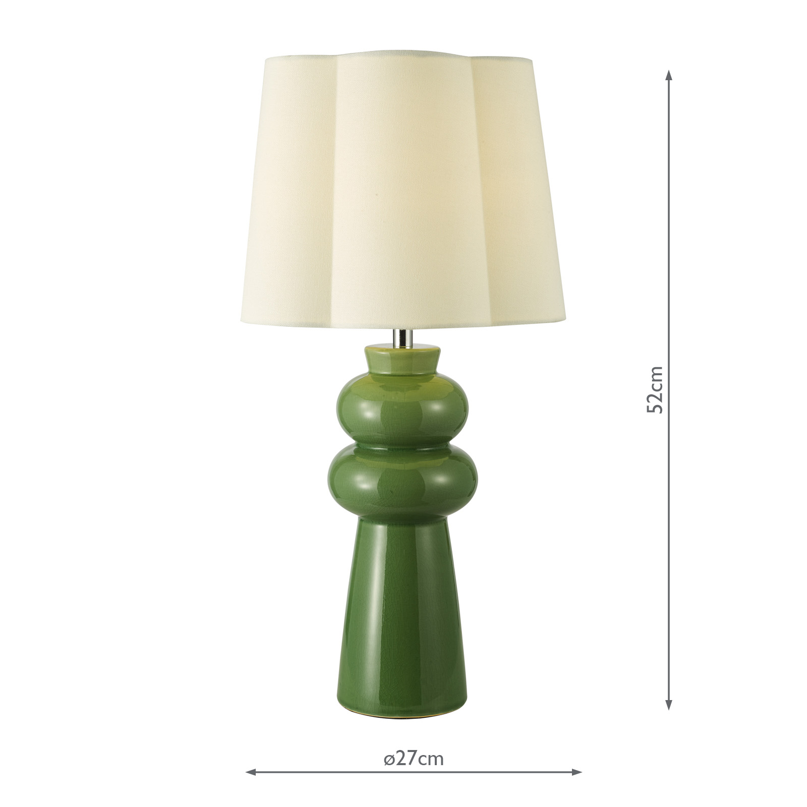 Jordana Table Lamp Green Ceramic and Polished Chrome With Shade