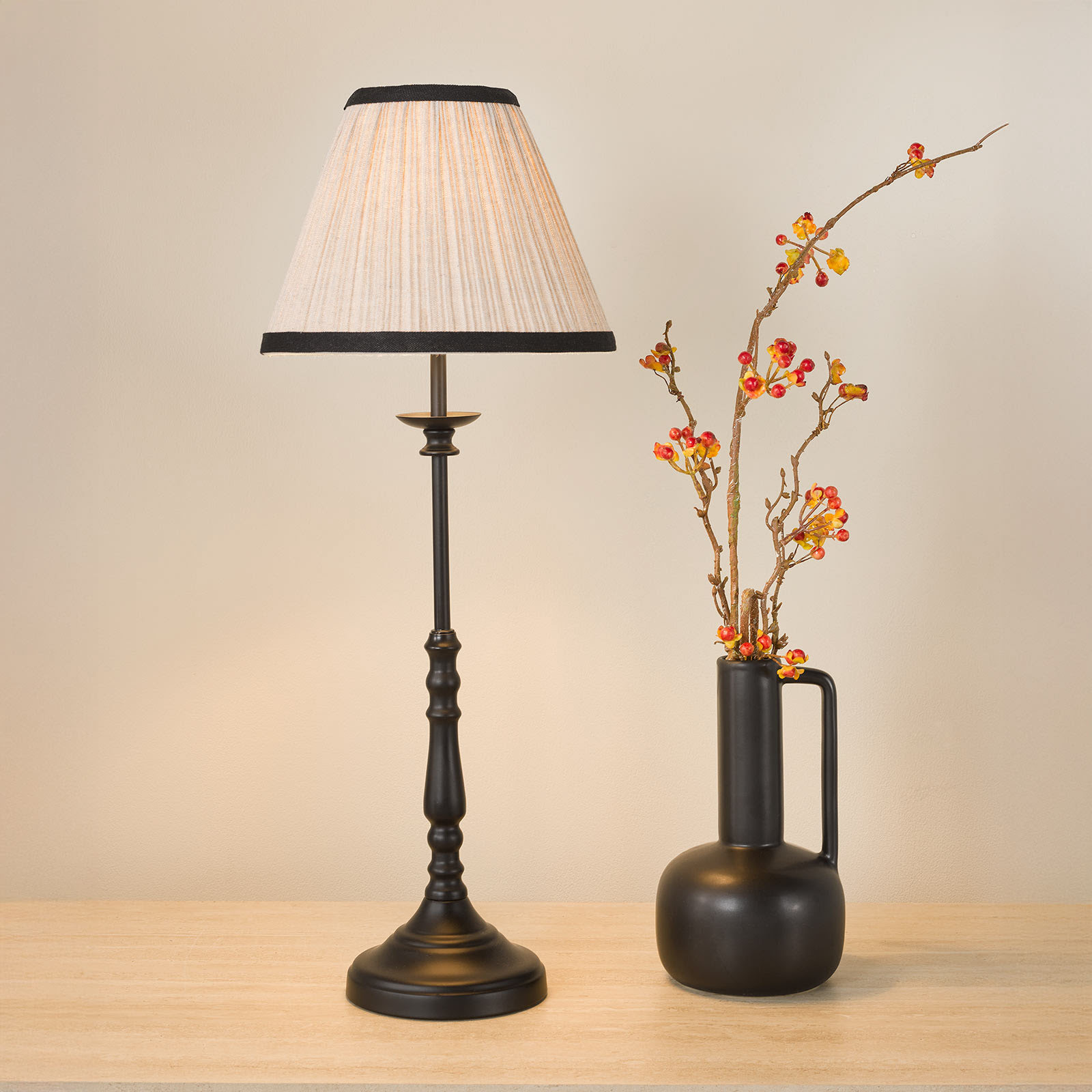 Judy Table Lamp Satin Black With Shade