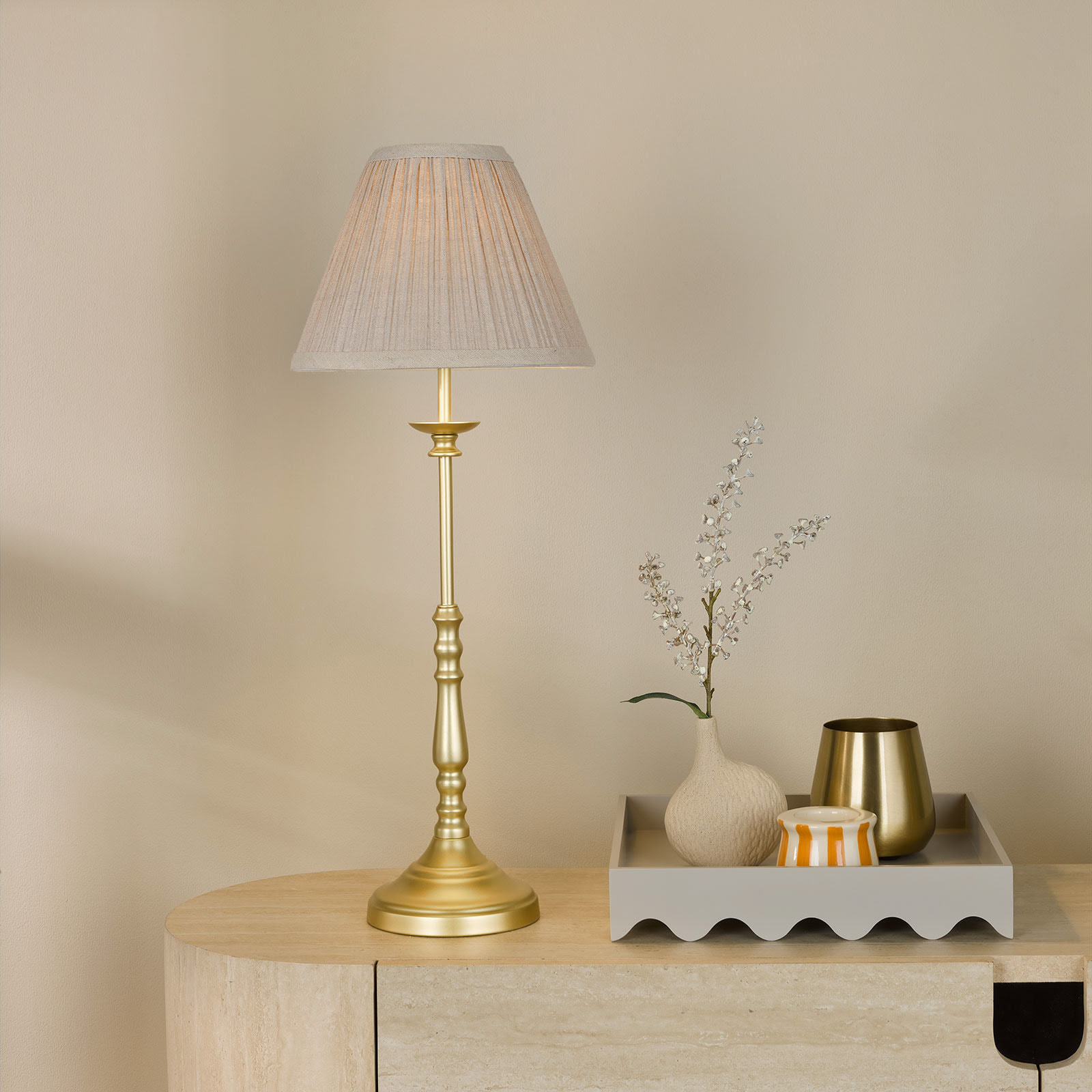 Judy Table Lamp Satin Gold With Shade
