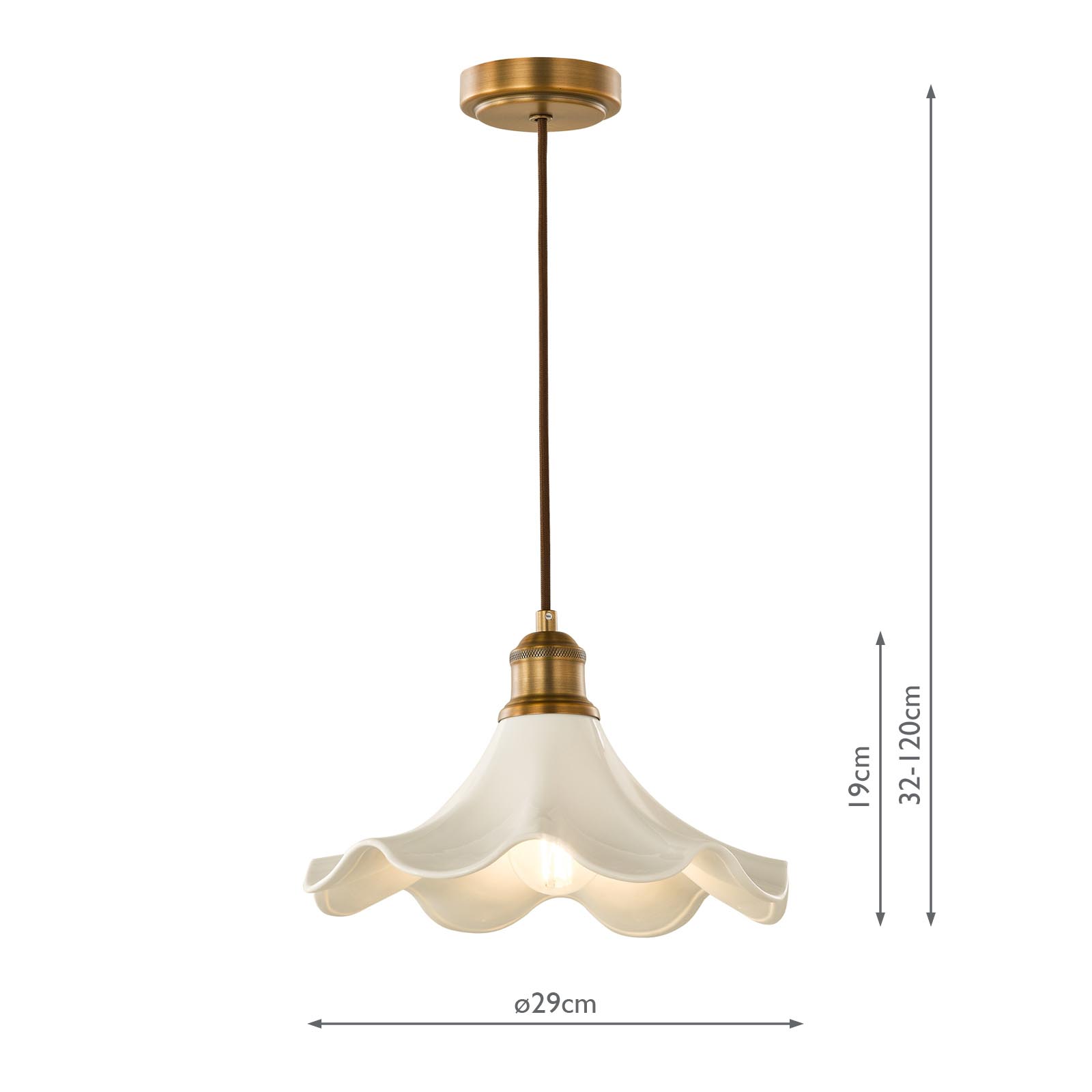 Kayla Pendant Antique Bronze and Cream Ceramic
