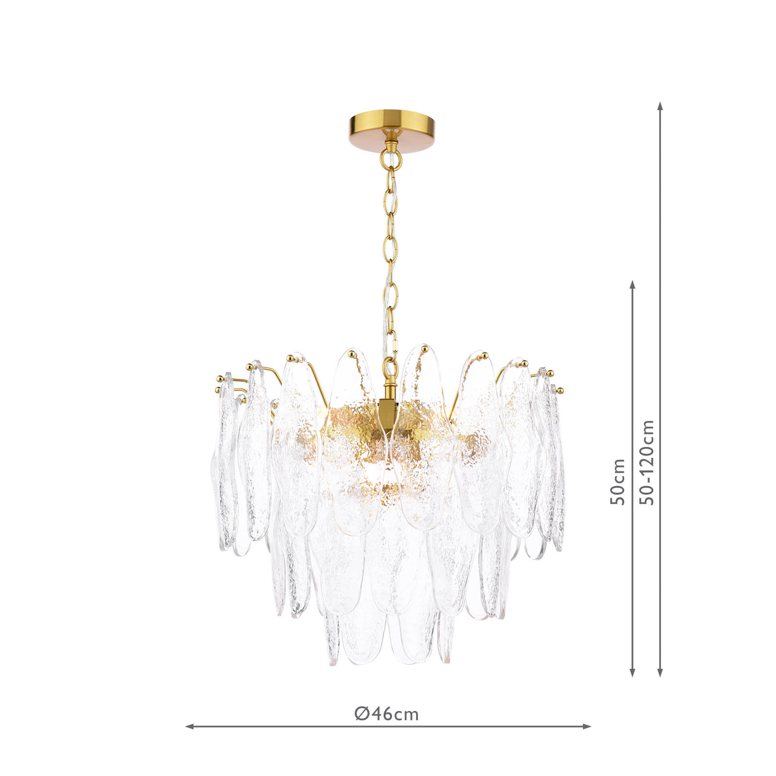 Kimmia 6 Light Pendant Natural Brass and Textured Glass