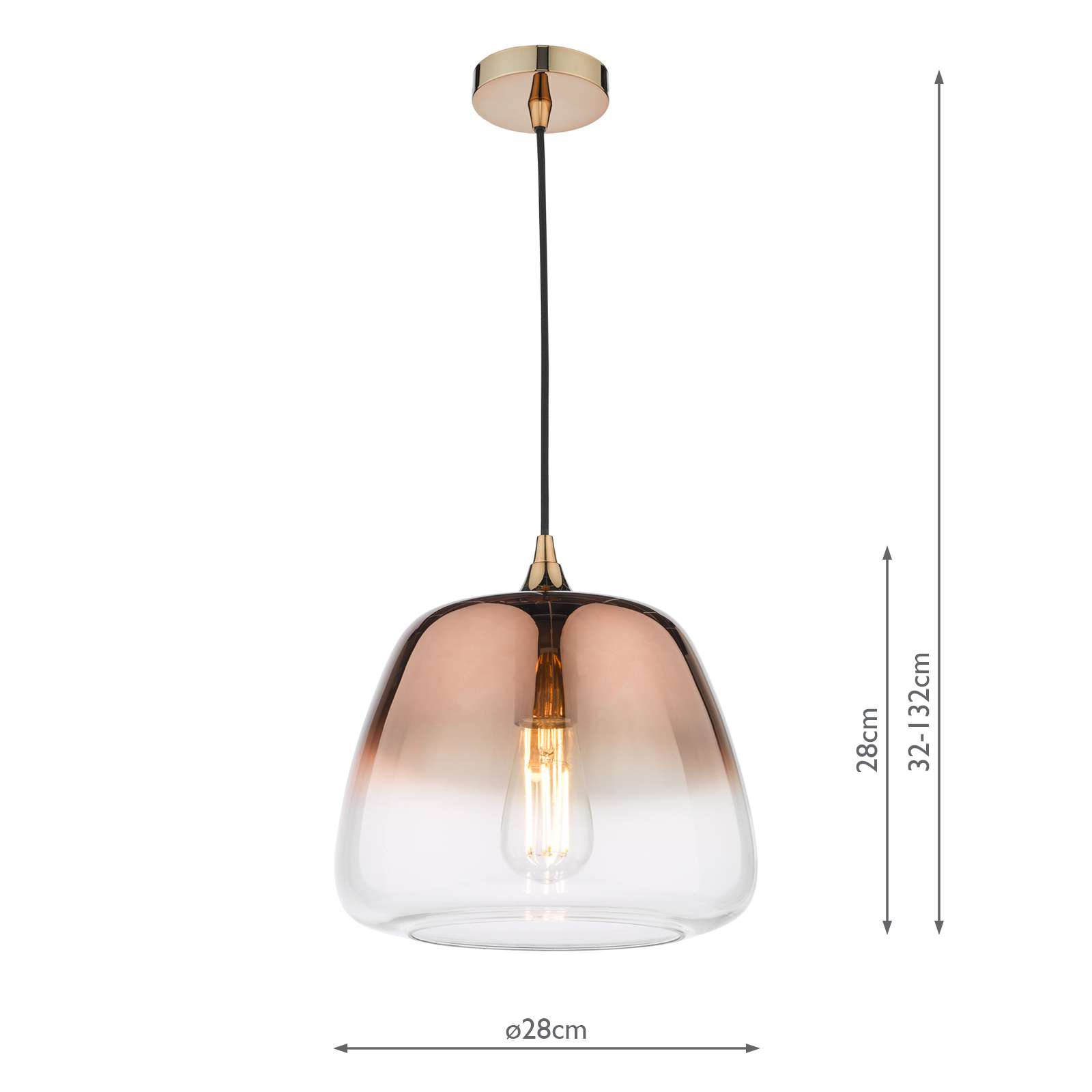 Klaxon 1 Light Pendant Ombre Copper Glass