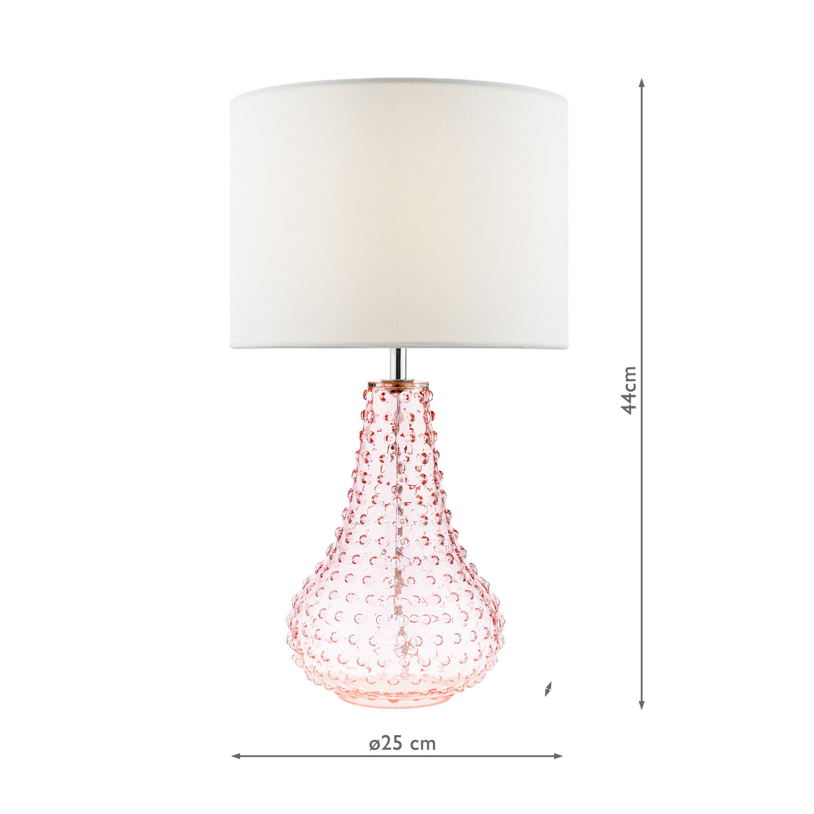 Kristina Table Lamp Pink Glass With Shade