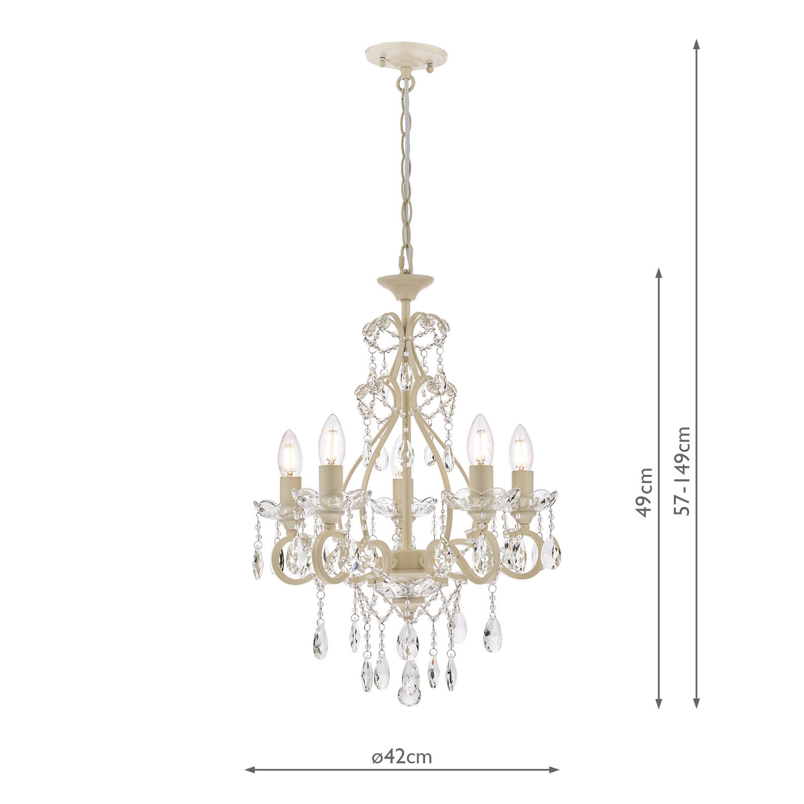 Laura Ashley Shamley 5 Light Chandelier Matt White and Faceted Glass