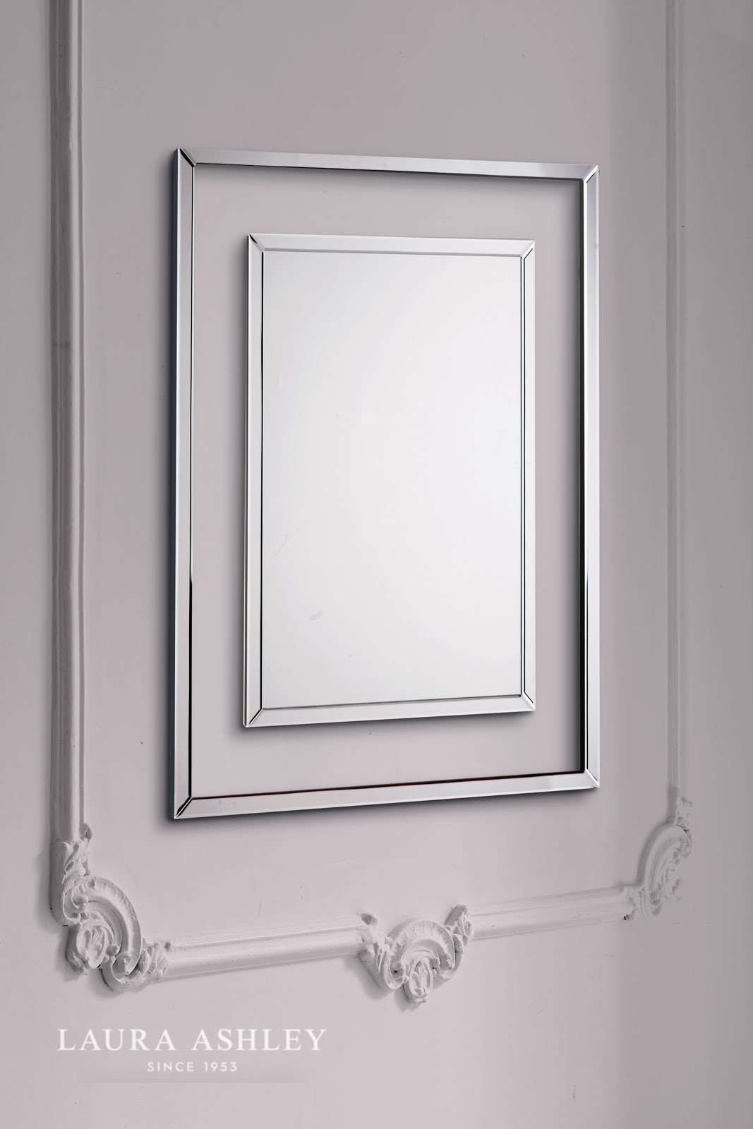 Laura Ashley Evie Small Rectangle Mirror Clear Frame 100 x 80cm