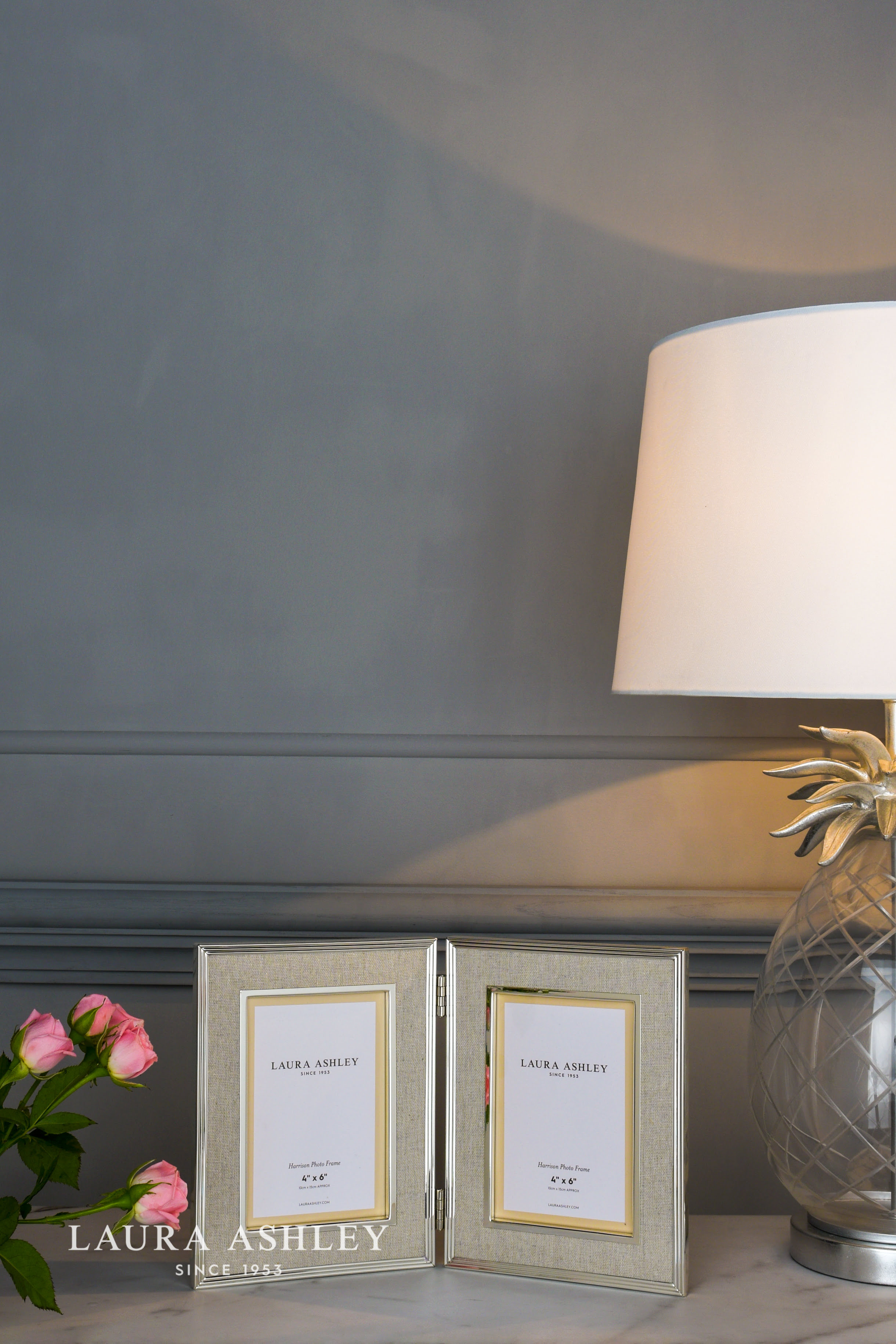 Harrison Double Photo Frame Polished Silver Linen 4