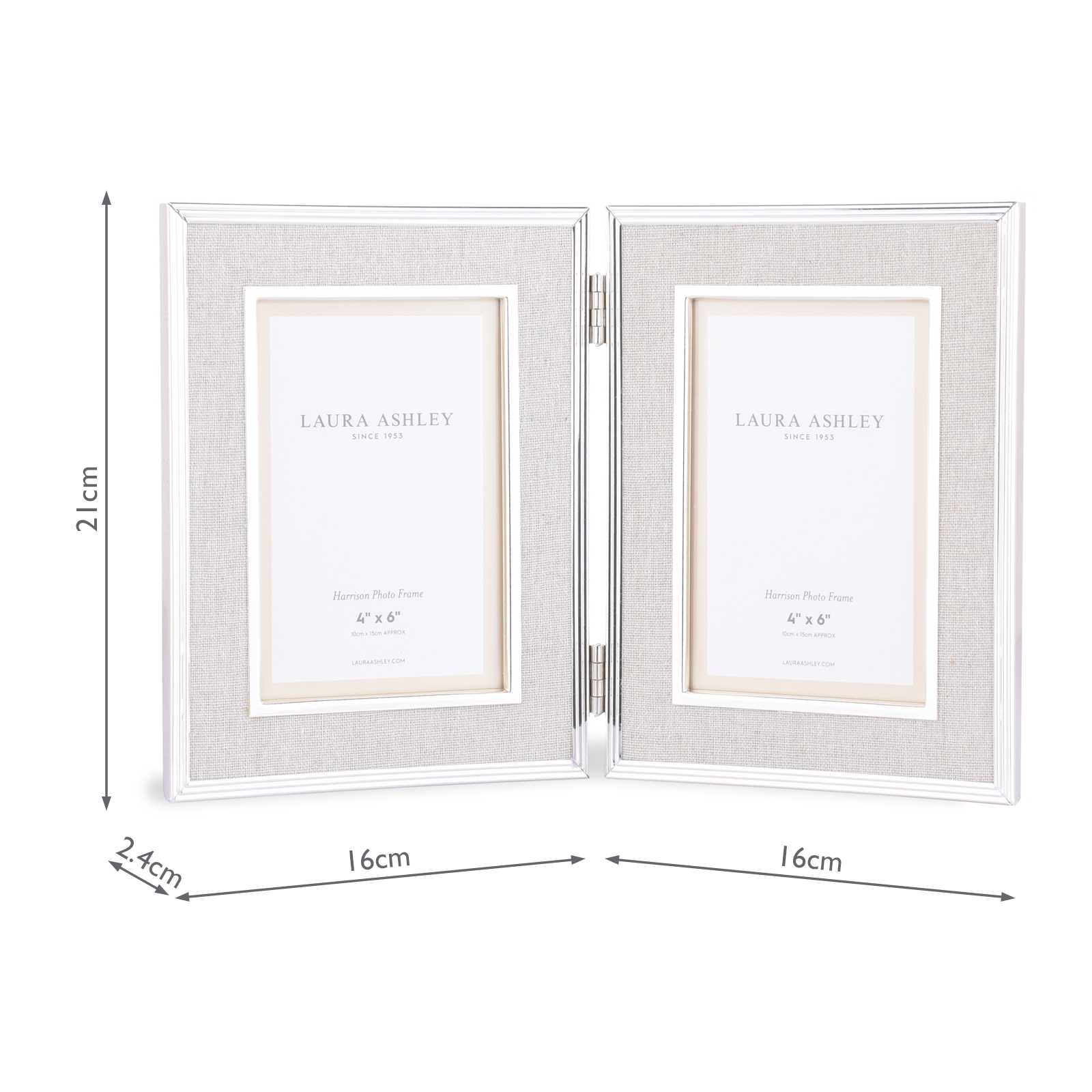 Harrison Double Photo Frame Polished Silver Linen 4