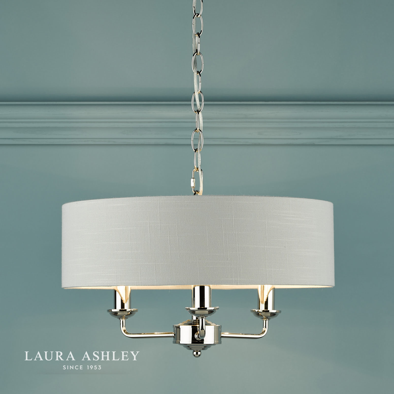 Laura Ashley Sorrento 3 Light Pendant Polished Nickel With Silver Shade
