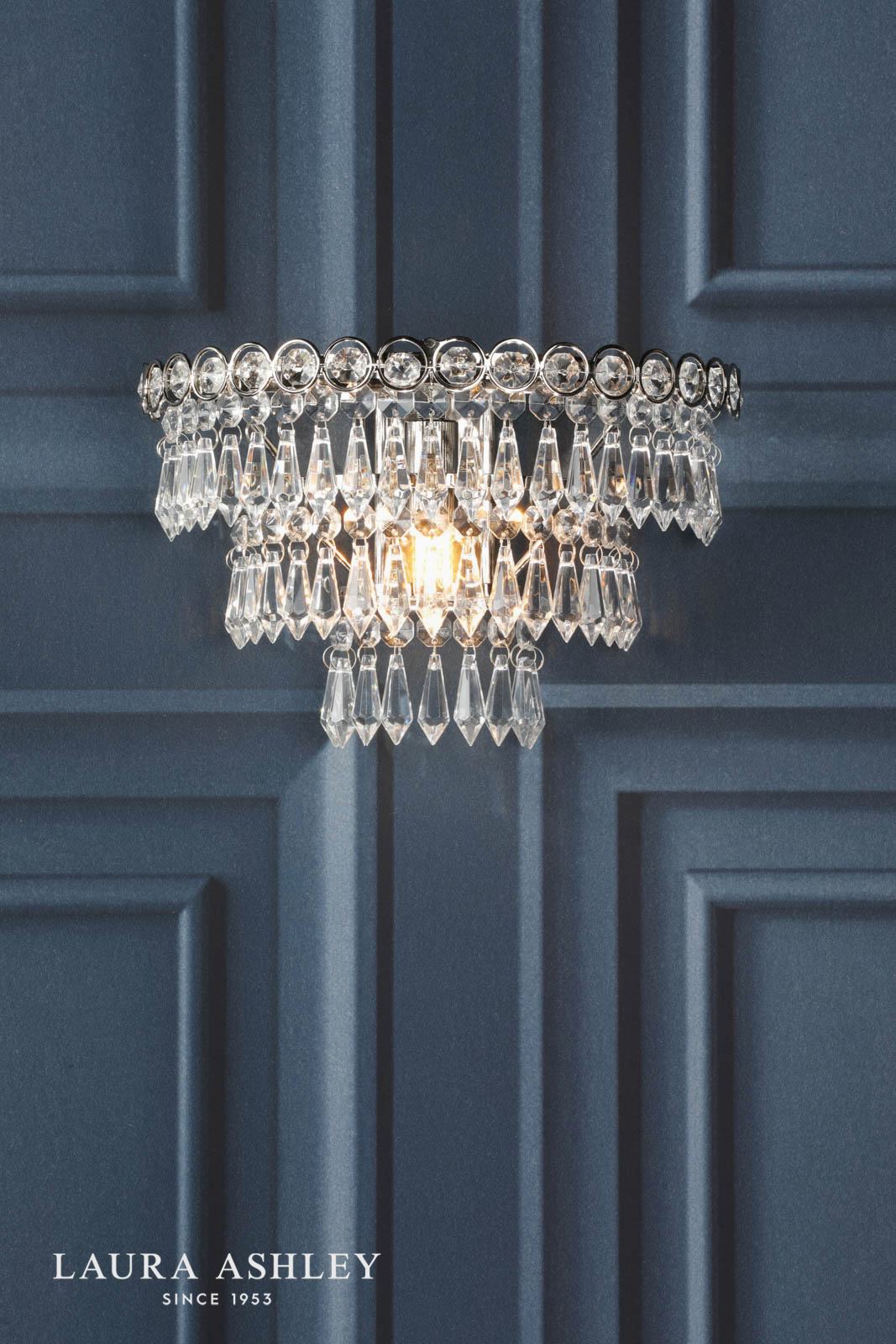 Laura Ashley Enid Wall Light Faceted Glass and Polished Nickel