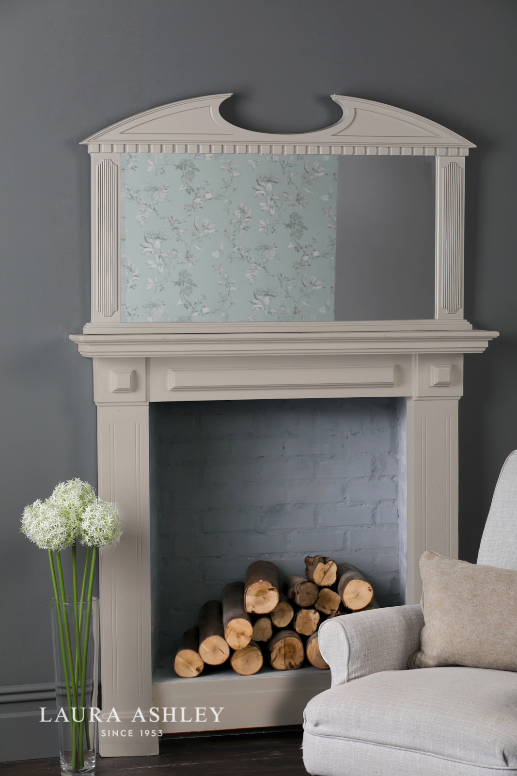 Laura Ashley Rossett Over Mantle Mirror Grey 70 x 120cm