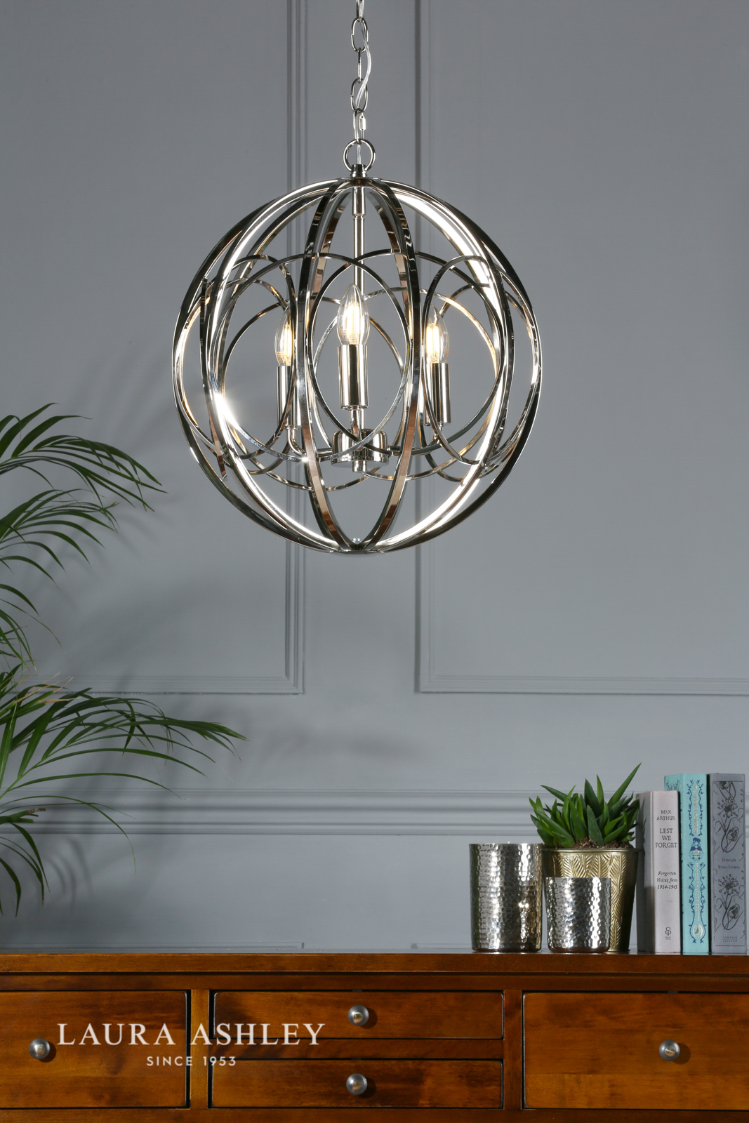 Laura Ashley Orbital 3 Light Pendant Polished Nickel