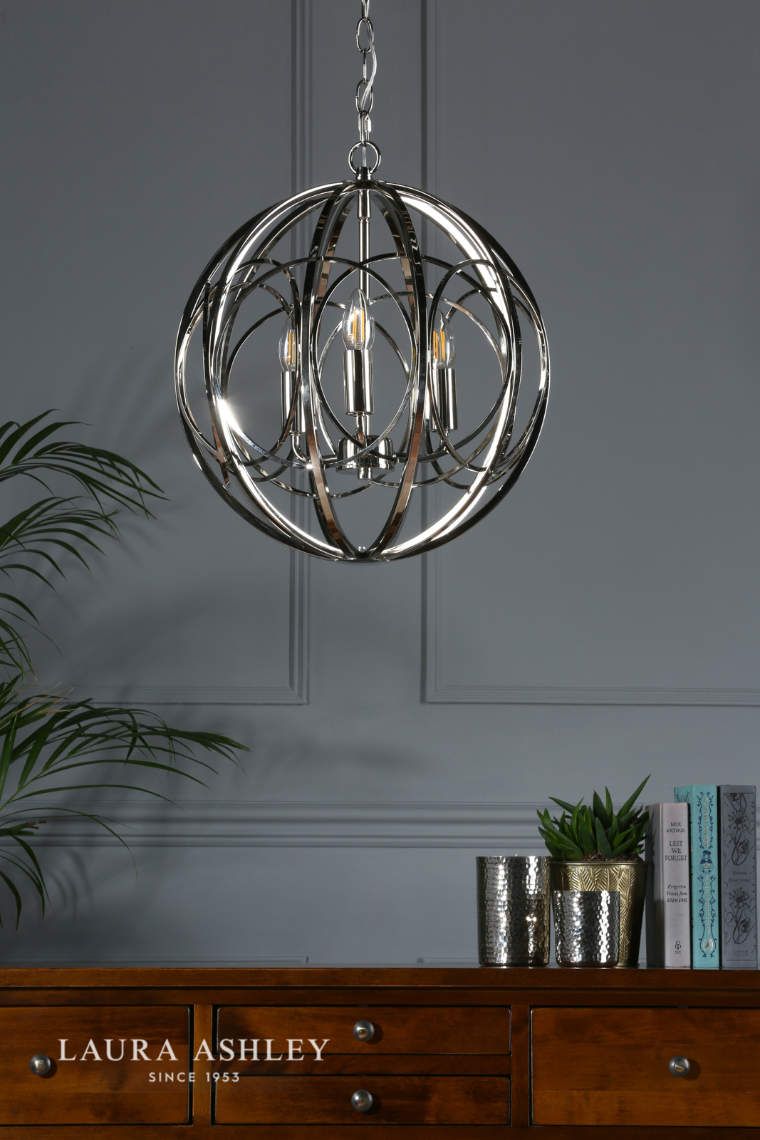 Laura Ashley Orbital 3 Light Pendant Polished Nickel