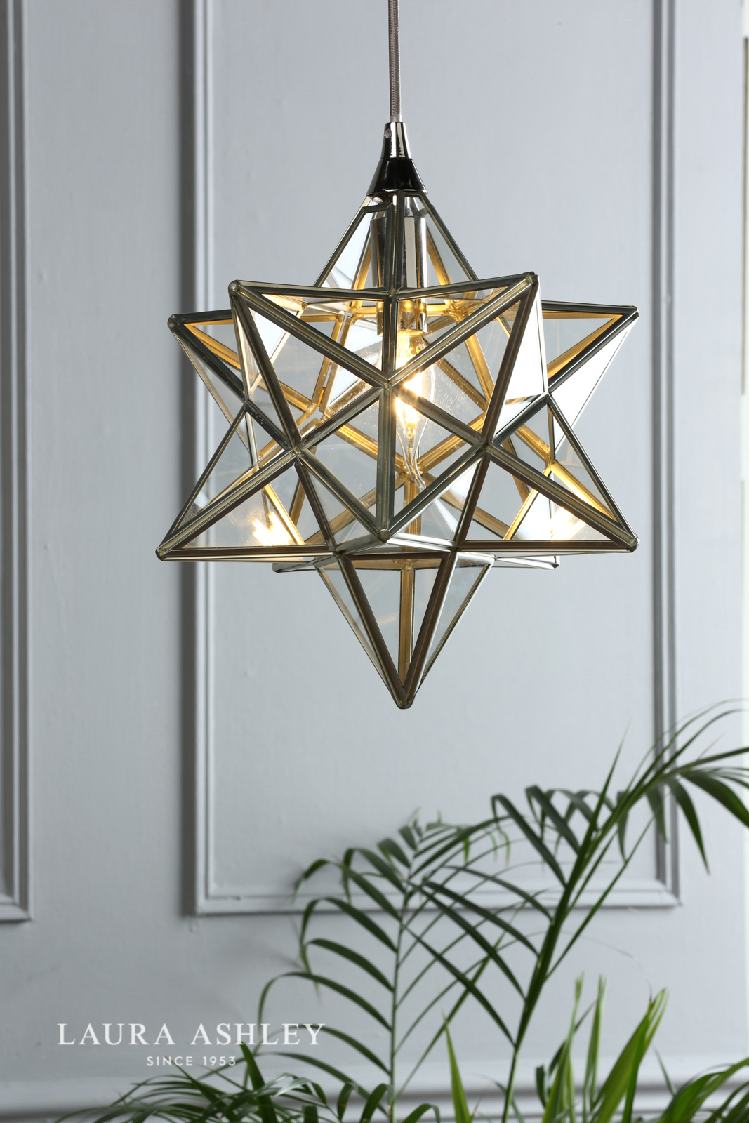 Laura Ashley Small Star Pendant Polished Silver and Glass