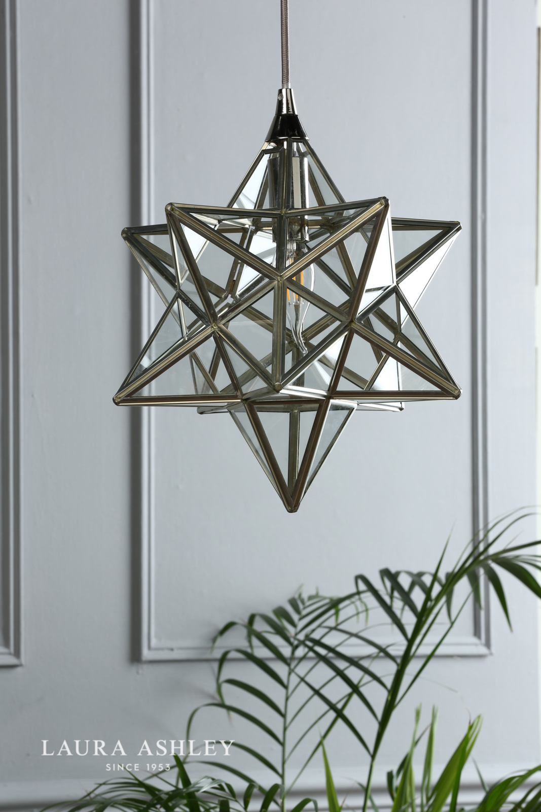 Laura Ashley Small Star Pendant Polished Silver and Glass