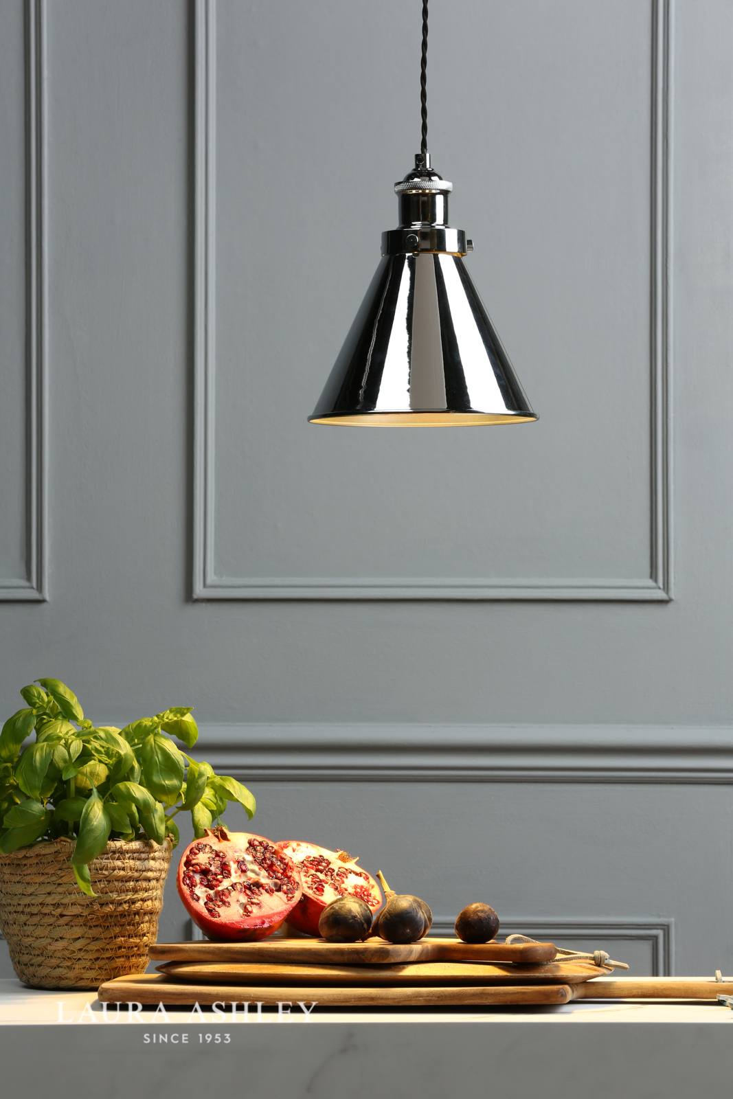 Laura Ashley Rufus Pendant Polished Chrome 