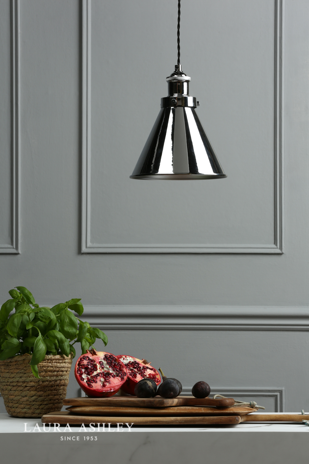 Laura Ashley Rufus Pendant Polished Chrome 
