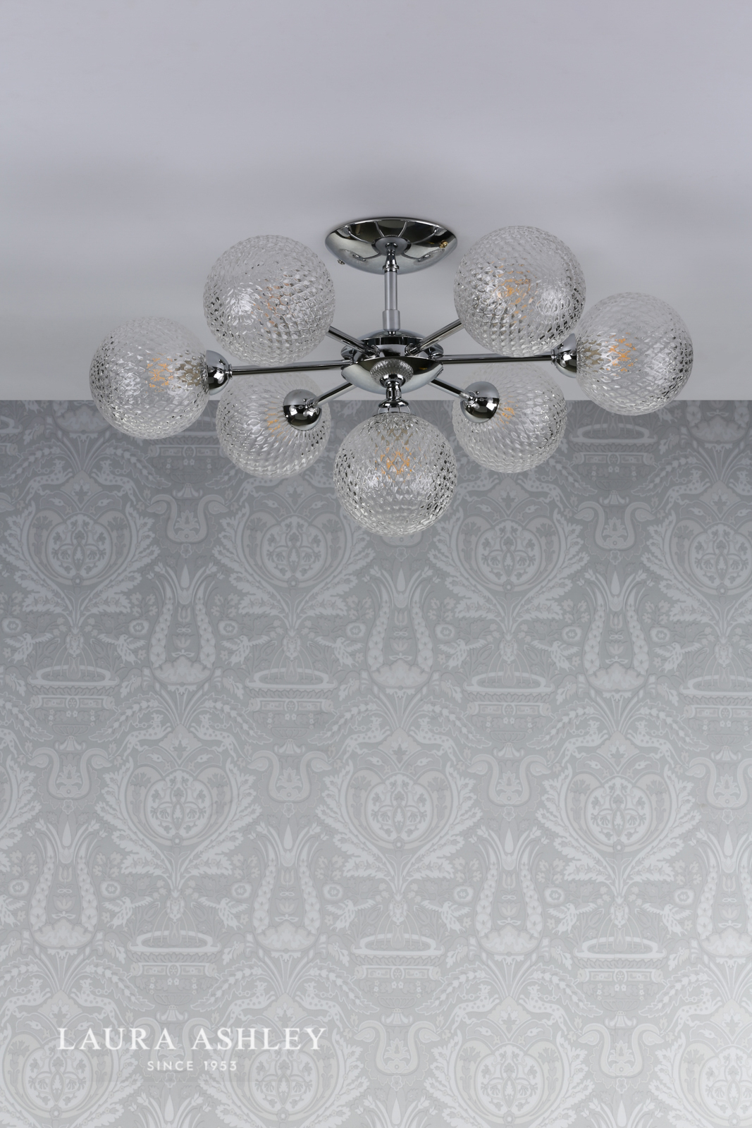 Laura Ashley Atherton 7lt Semi Flush Polished Chrome Glass 